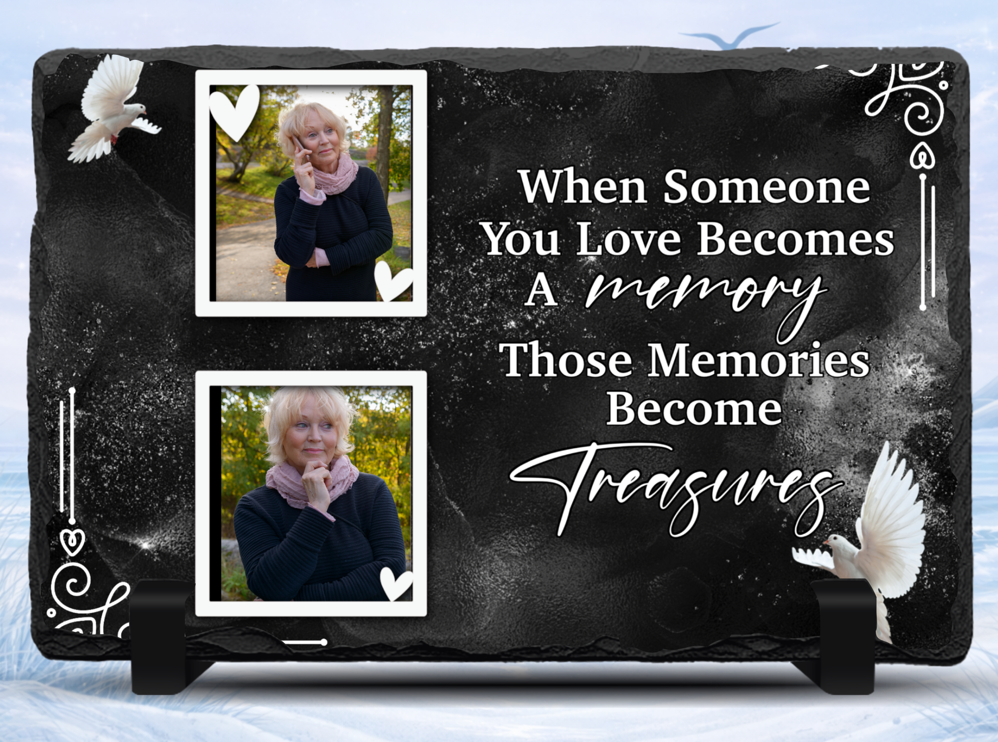 personalized memorial photo slate with picture