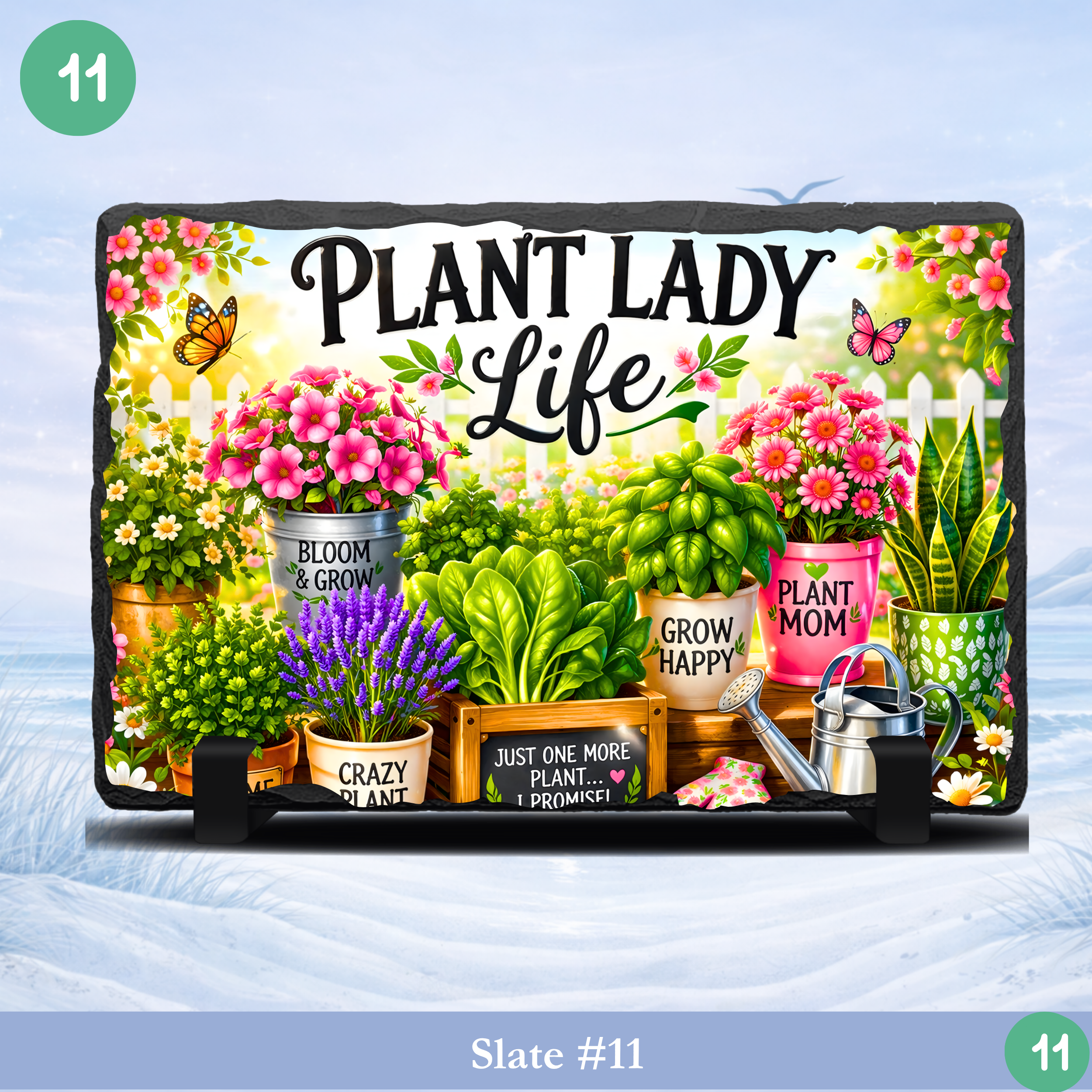 plant lady slate gift garden lover decor plant mom gift floral stone slate