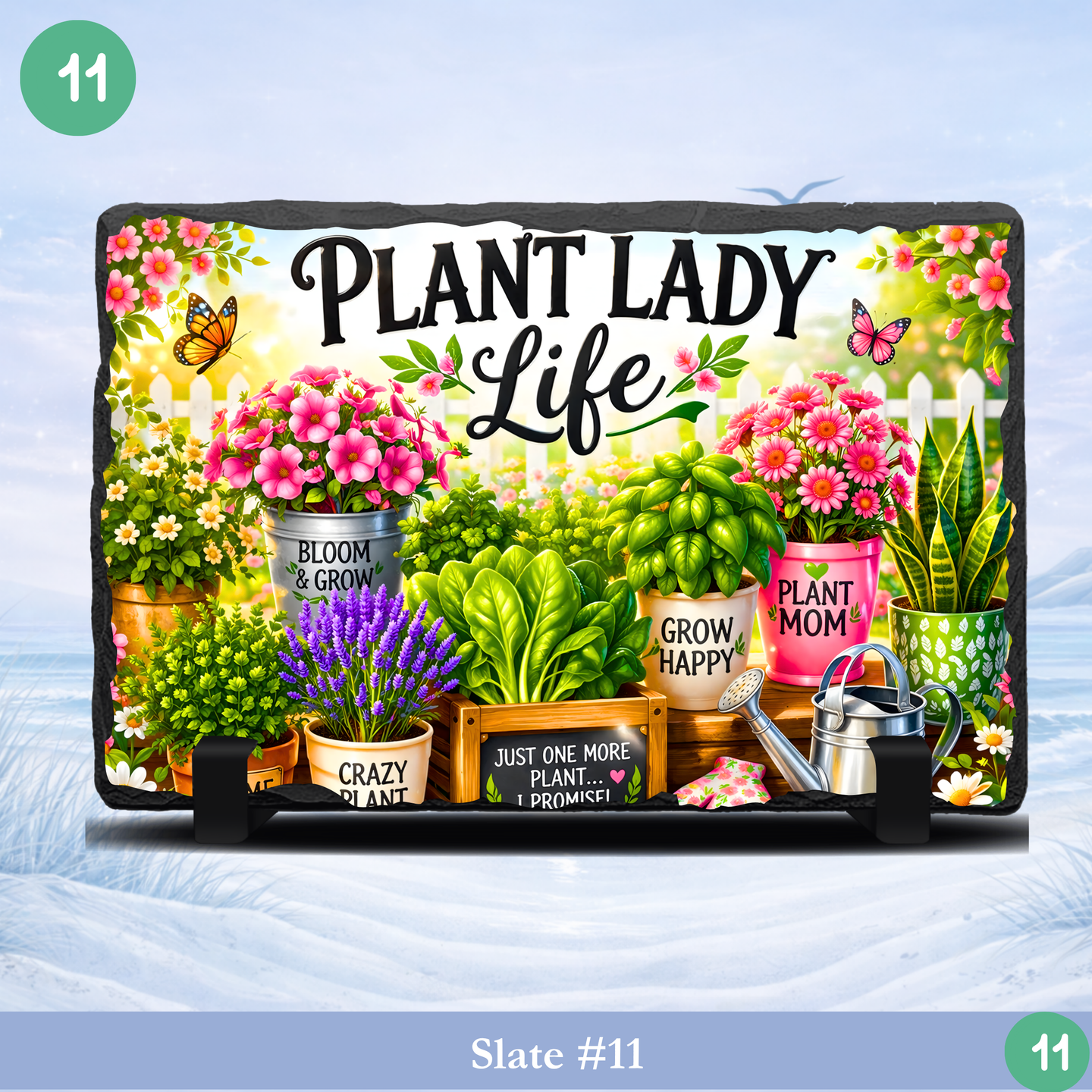 plant lady slate gift garden lover decor plant mom gift floral stone slate