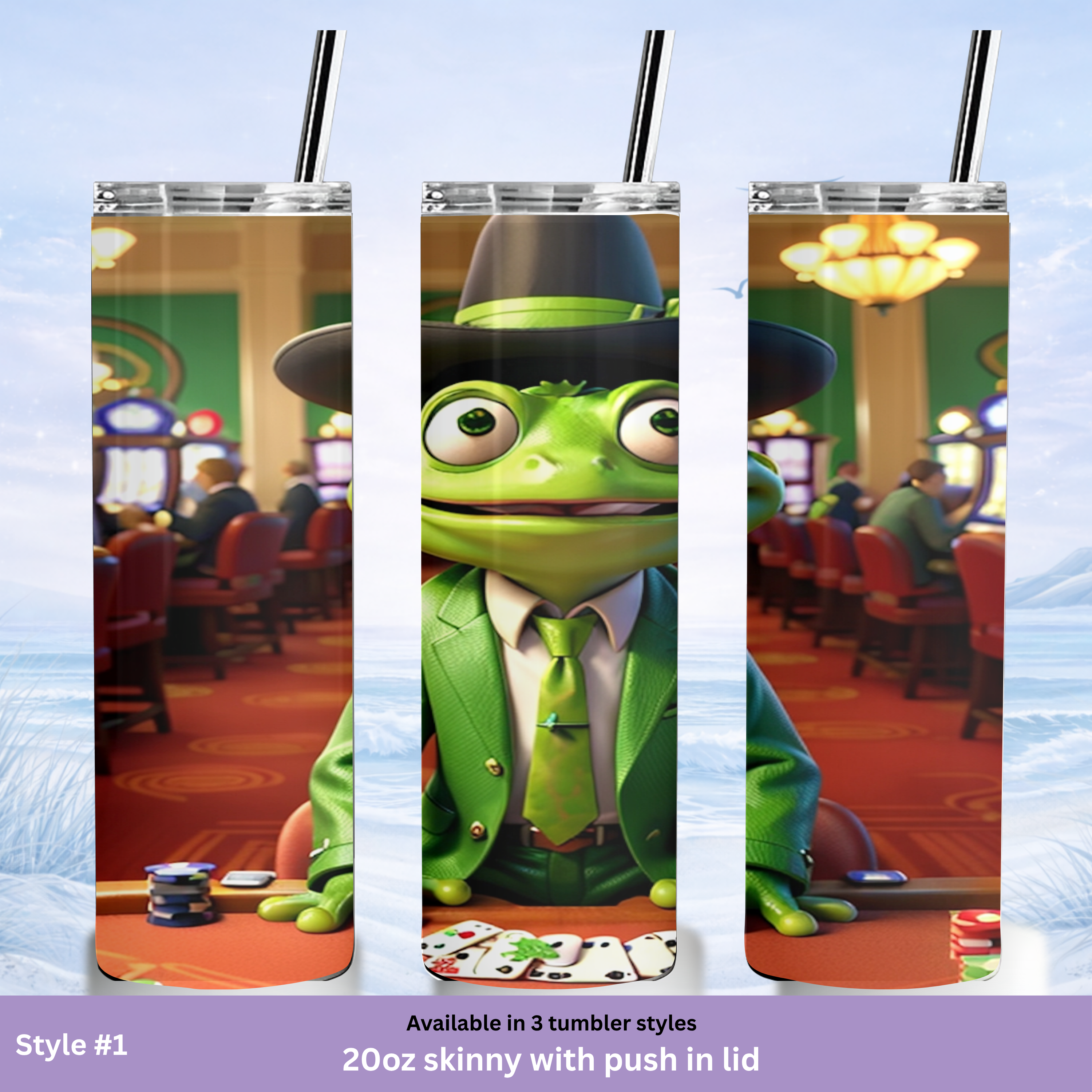 poker frog drink tumbler 20oz