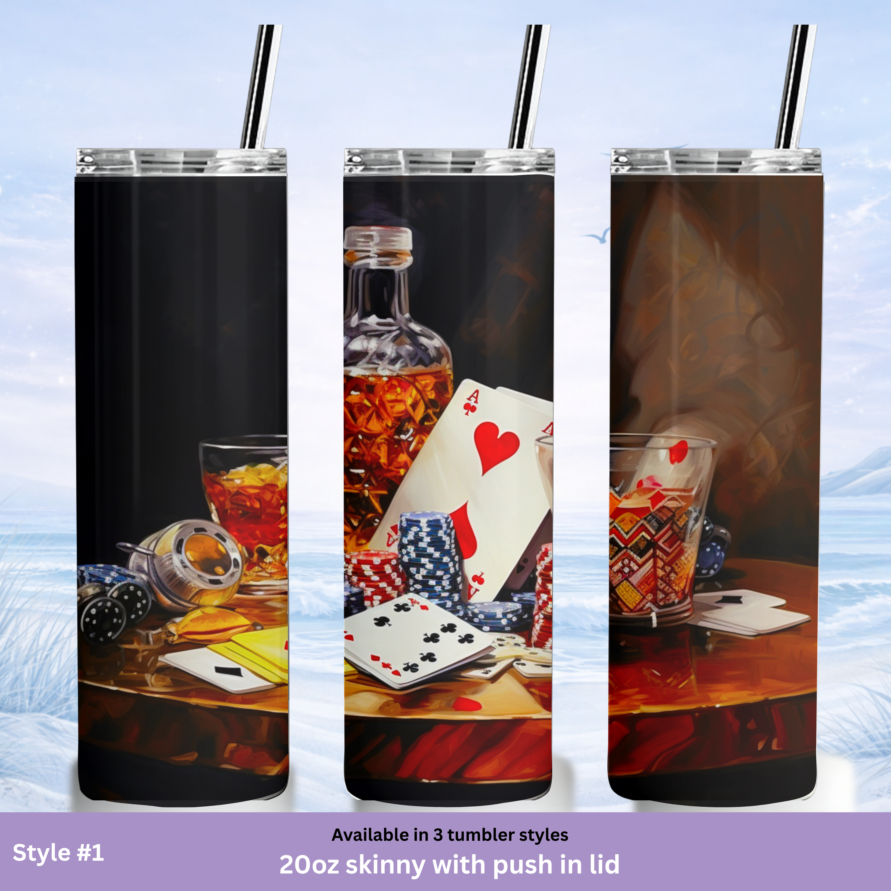 poker themed insulated tumbler