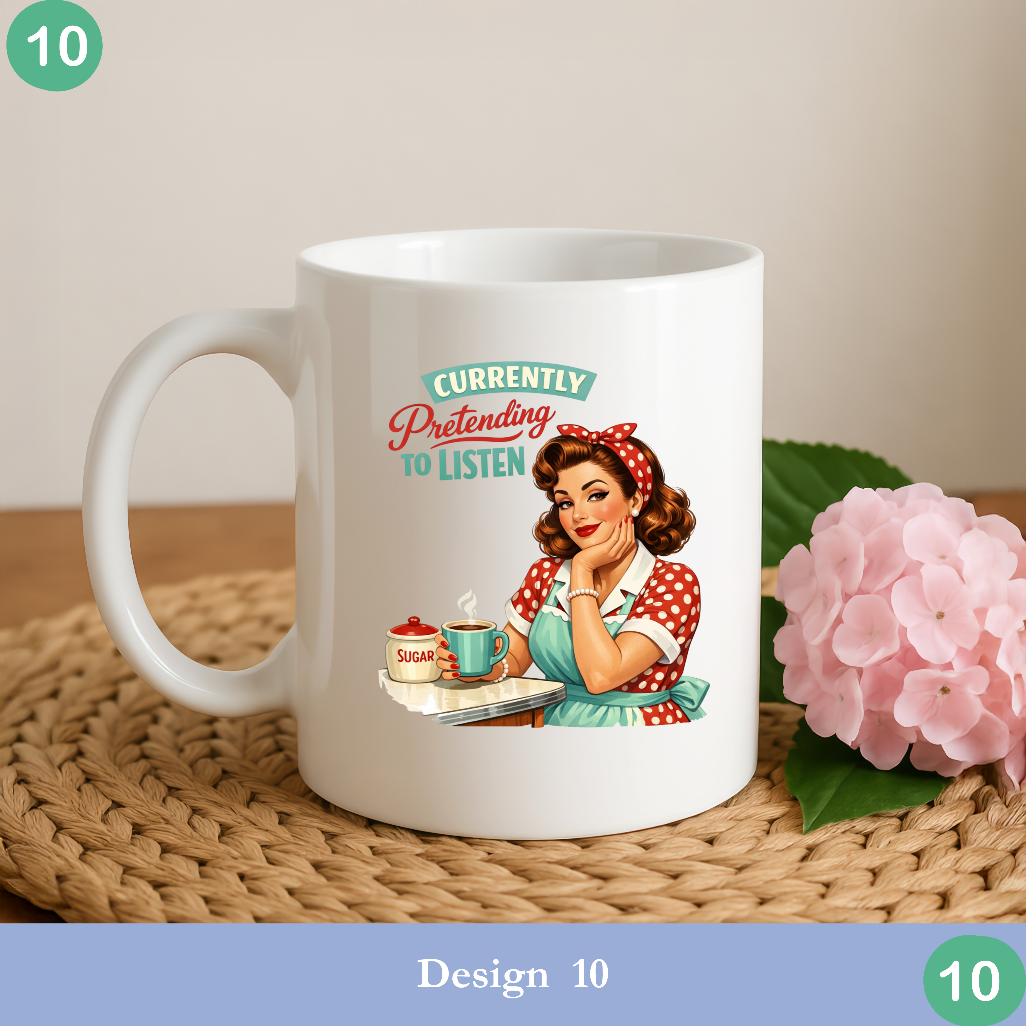 pretending to listen funny retro mug