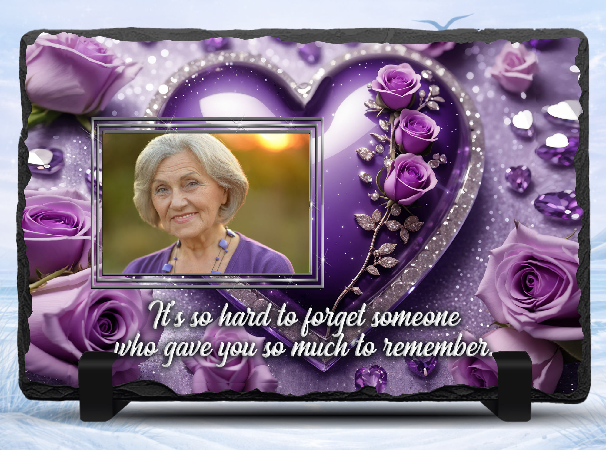 purple heart memorial photo slate personalized