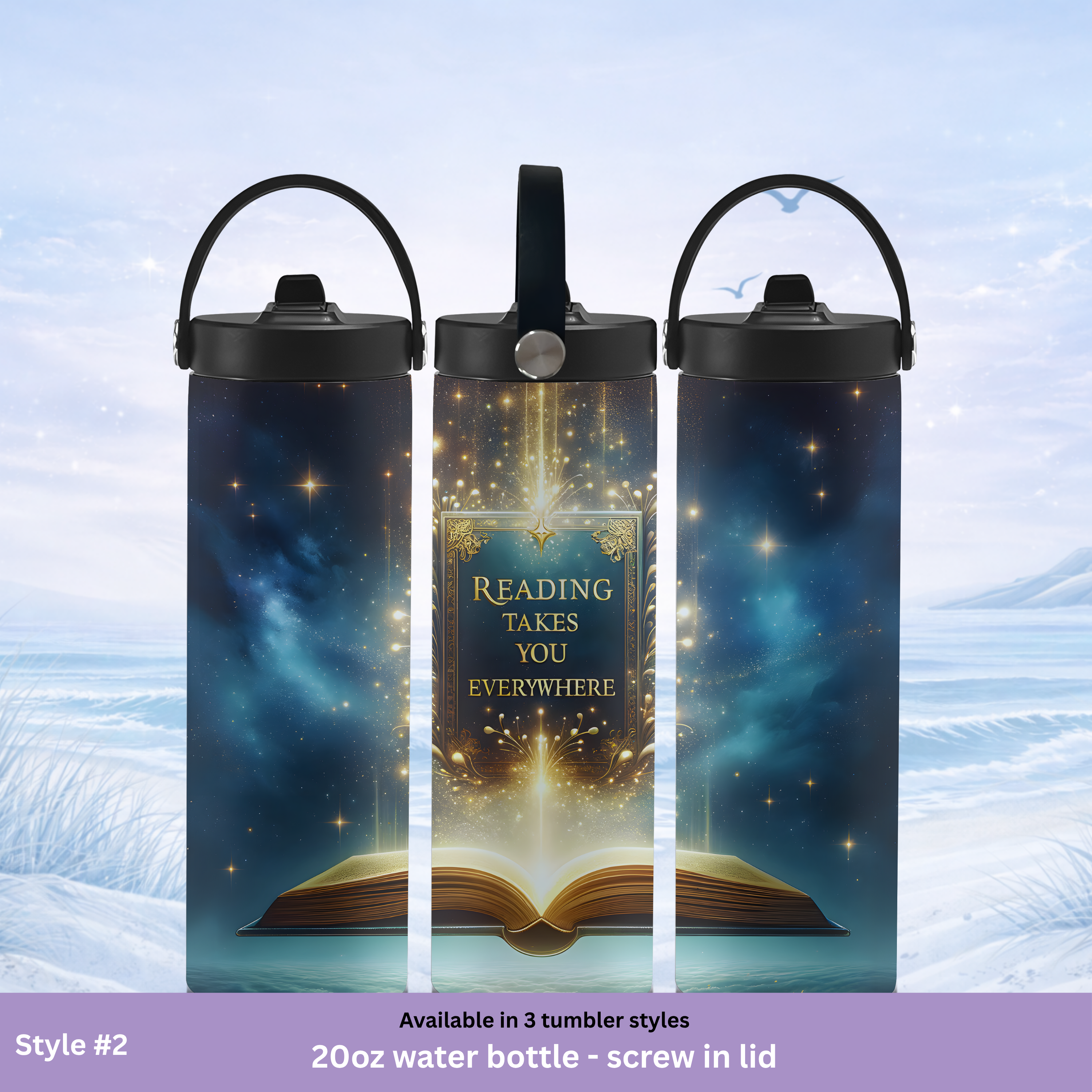 reading aesthetic tumbler stars book lover gift