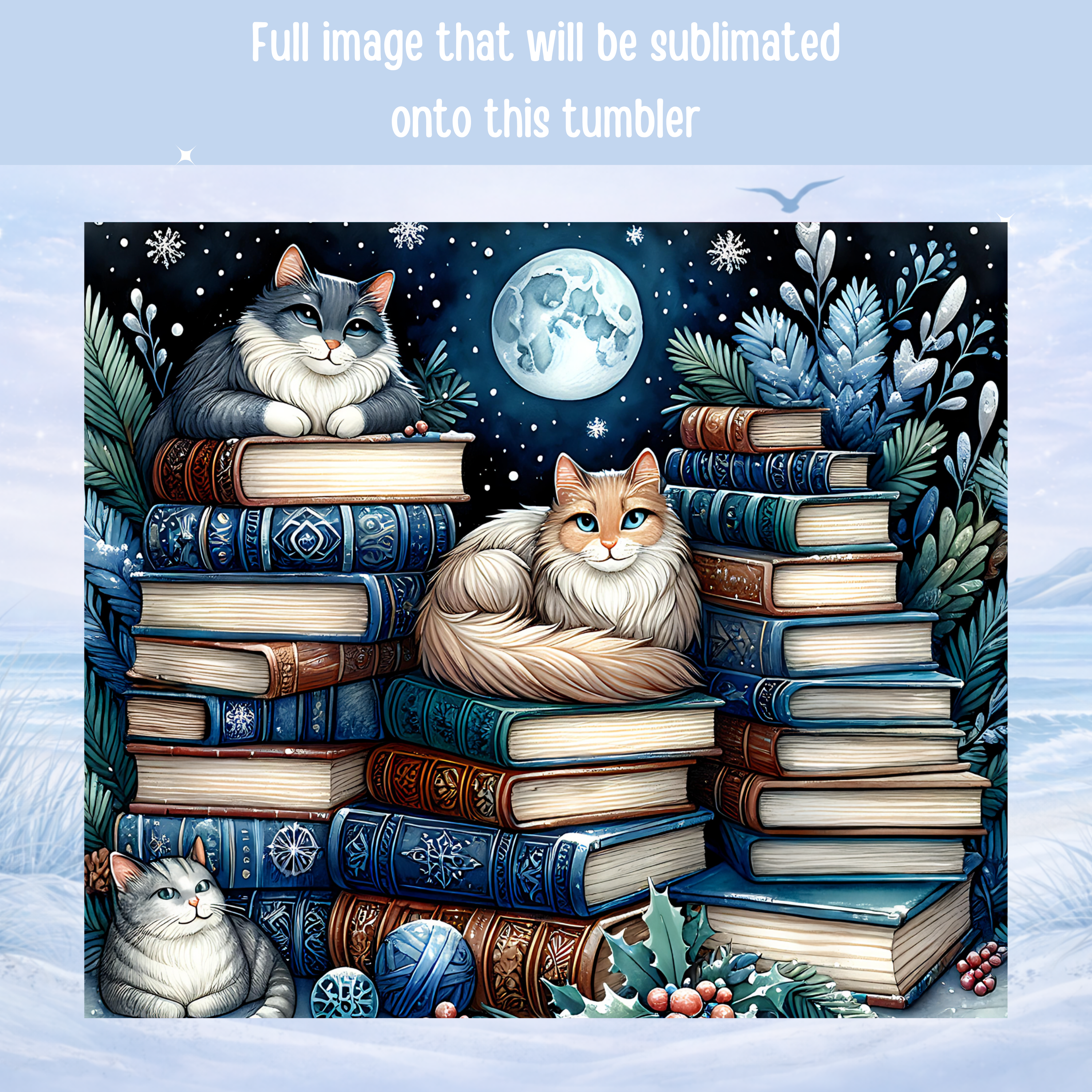 reading cats tumbler cozy book lover aesthetic cup
