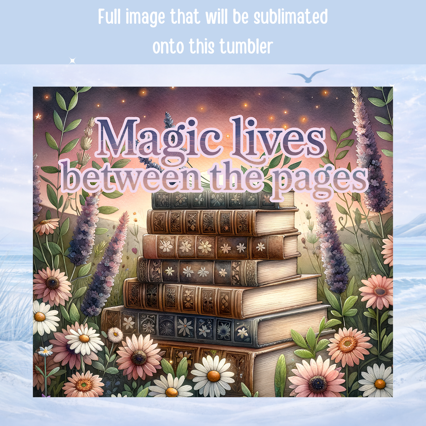 reading quote tumbler floral books aesthetic design