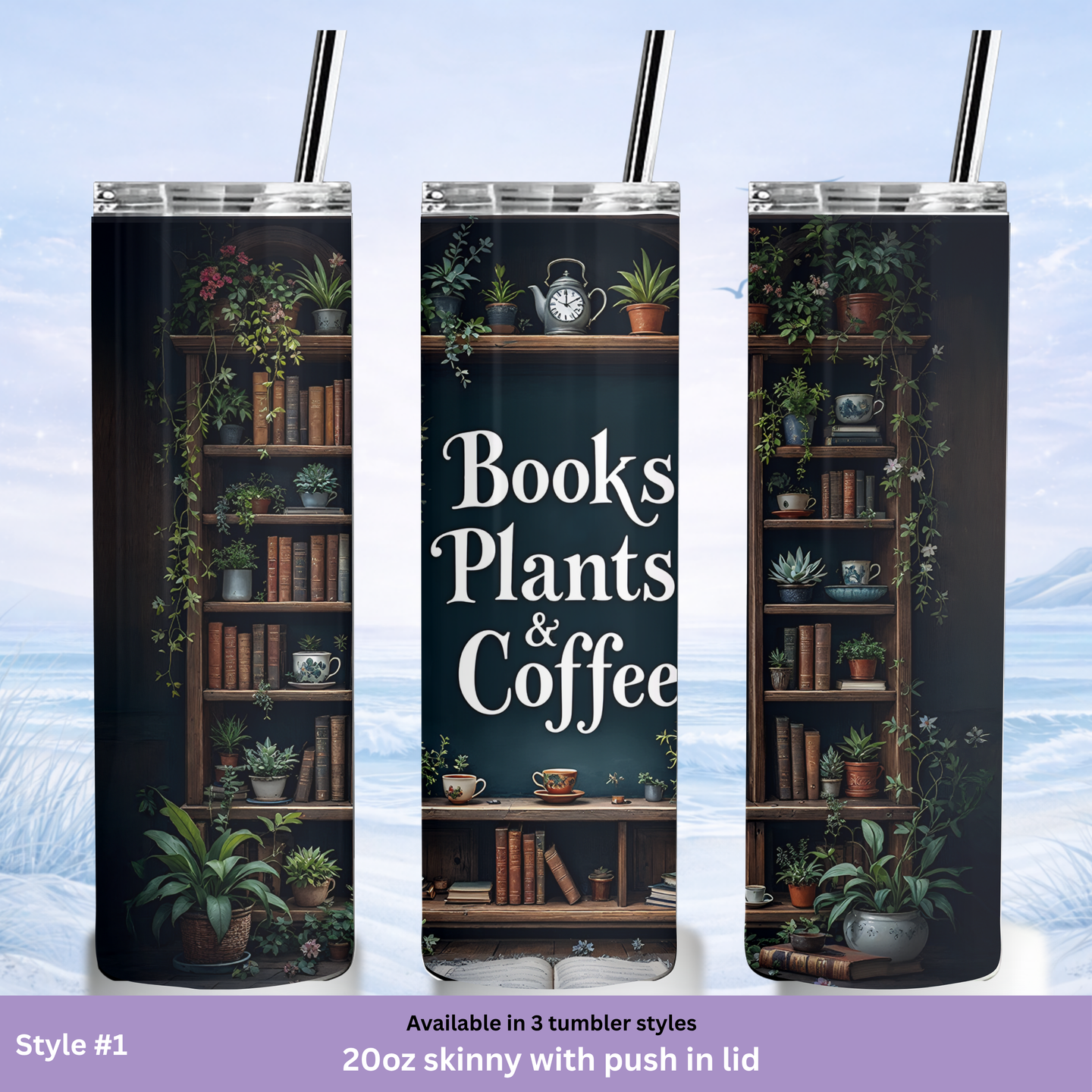 reading theme stainless steel tumbler