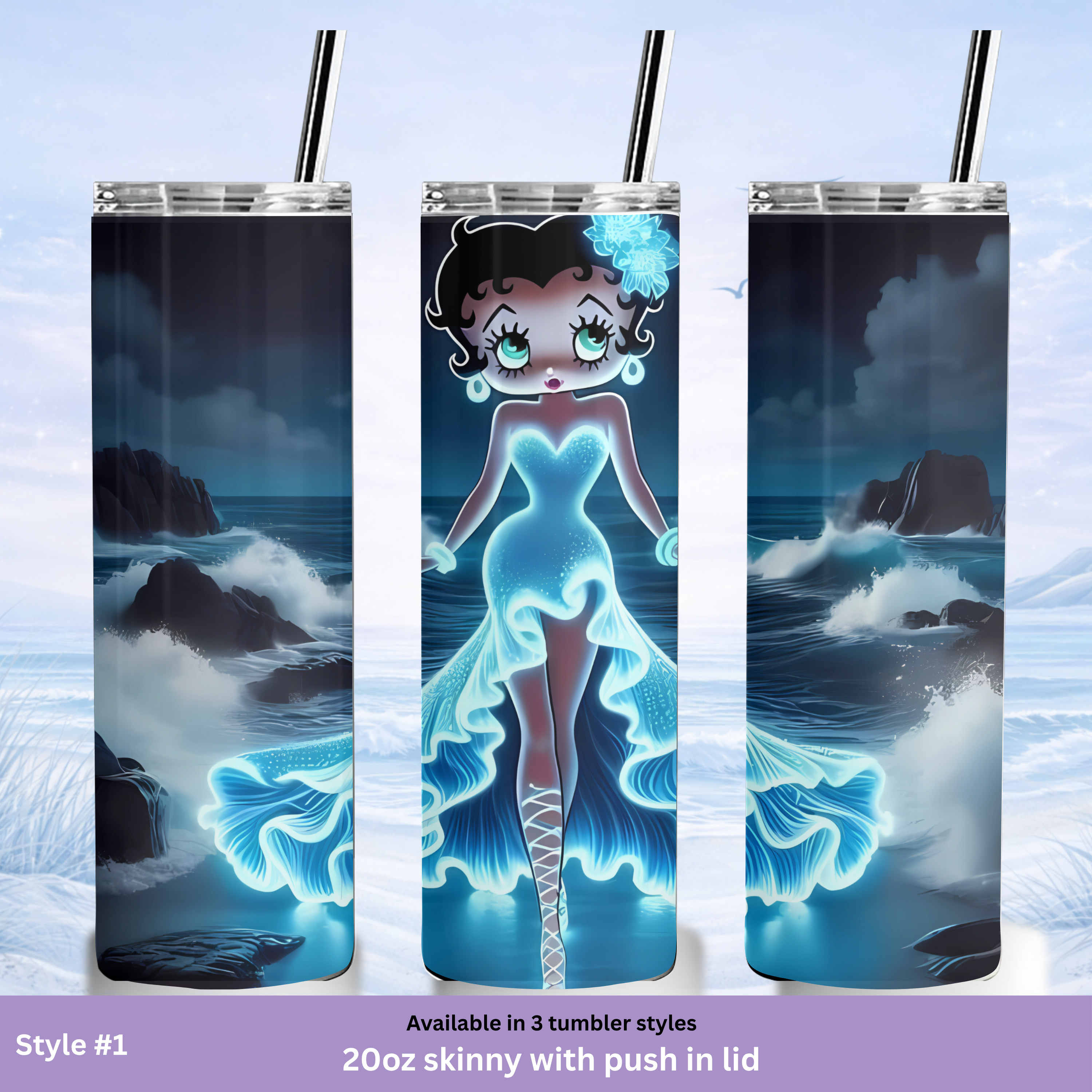 retro cartoon tumbler Betty Boop coastal theme cup