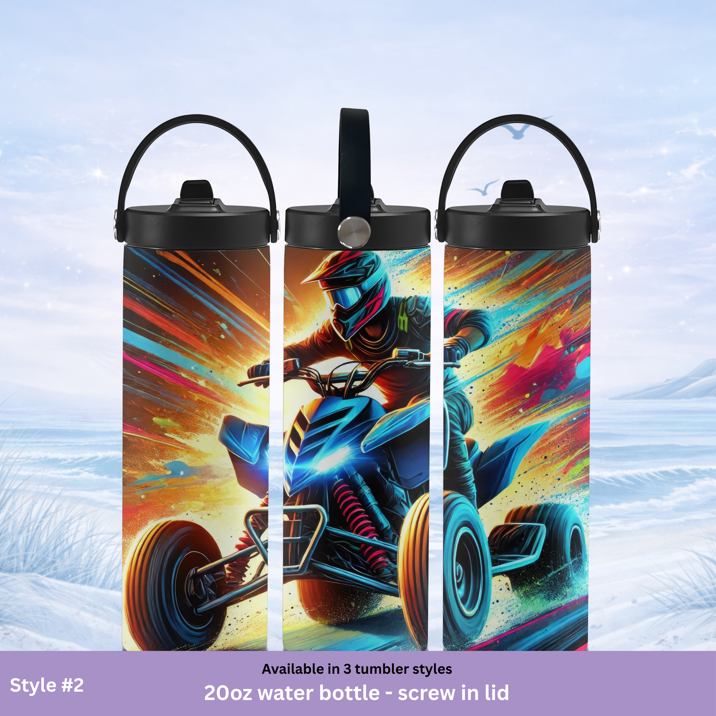 sand dune ATV tumbler vibrant off road drinkware