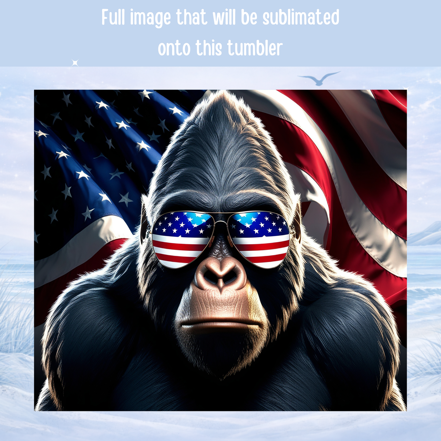 sasquatch usa tumbler with sunglasses