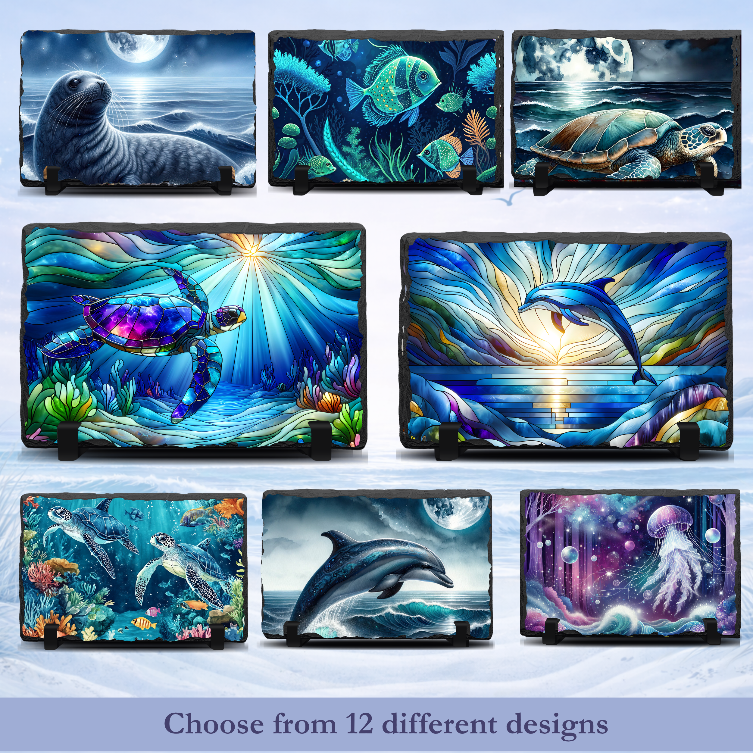sea life photo slate collection ocean designs dolphin turtle whale coastal decor gift