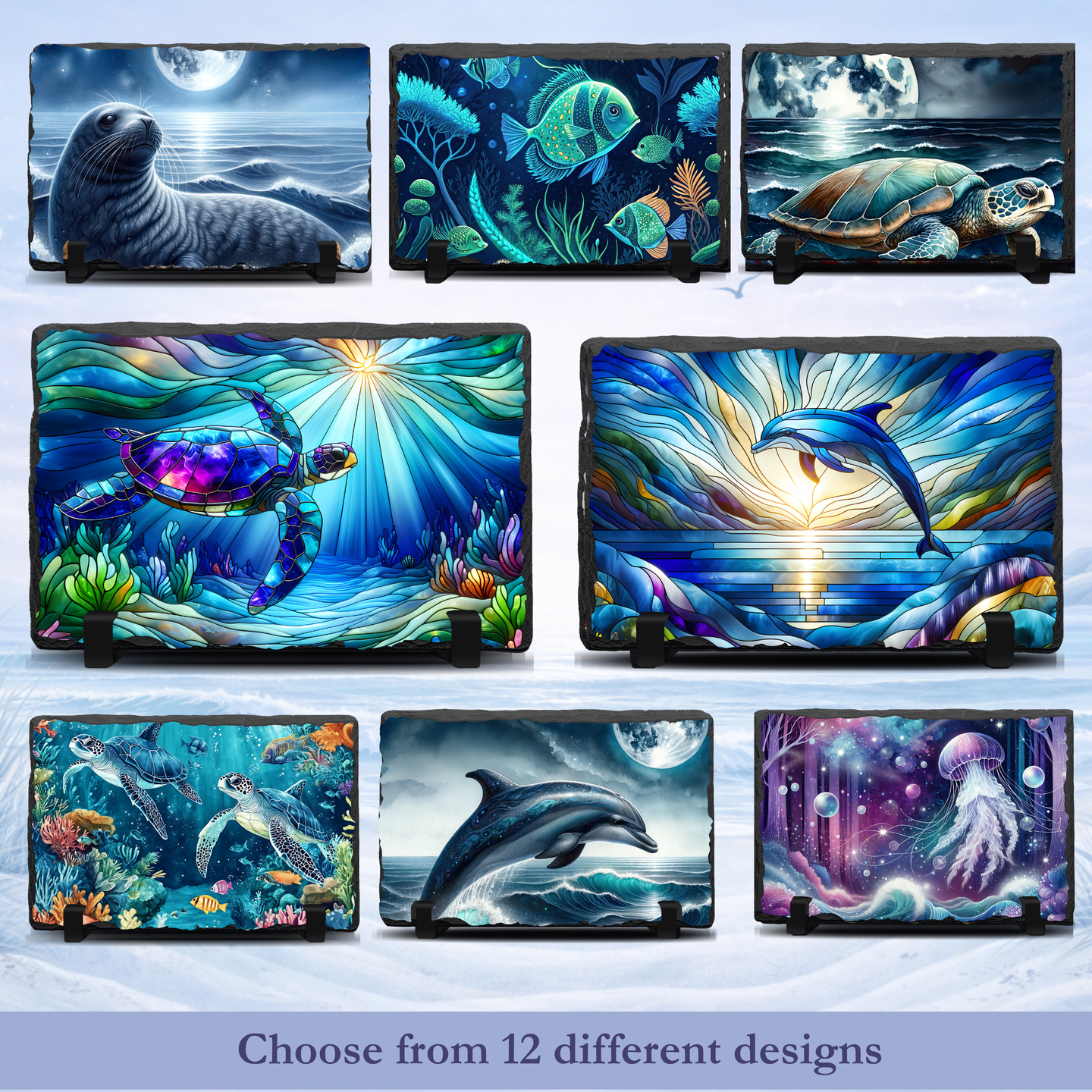 sea life photo slate collection ocean designs dolphin turtle whale coastal decor gift