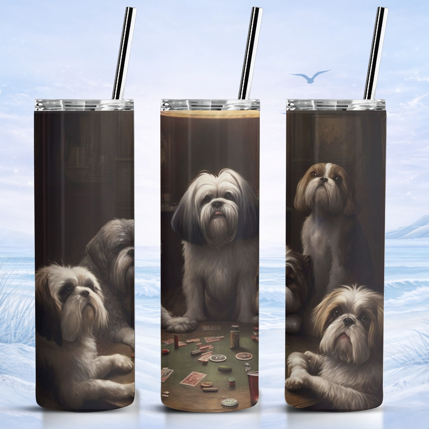 shih tzu poker tumbler stainless steel