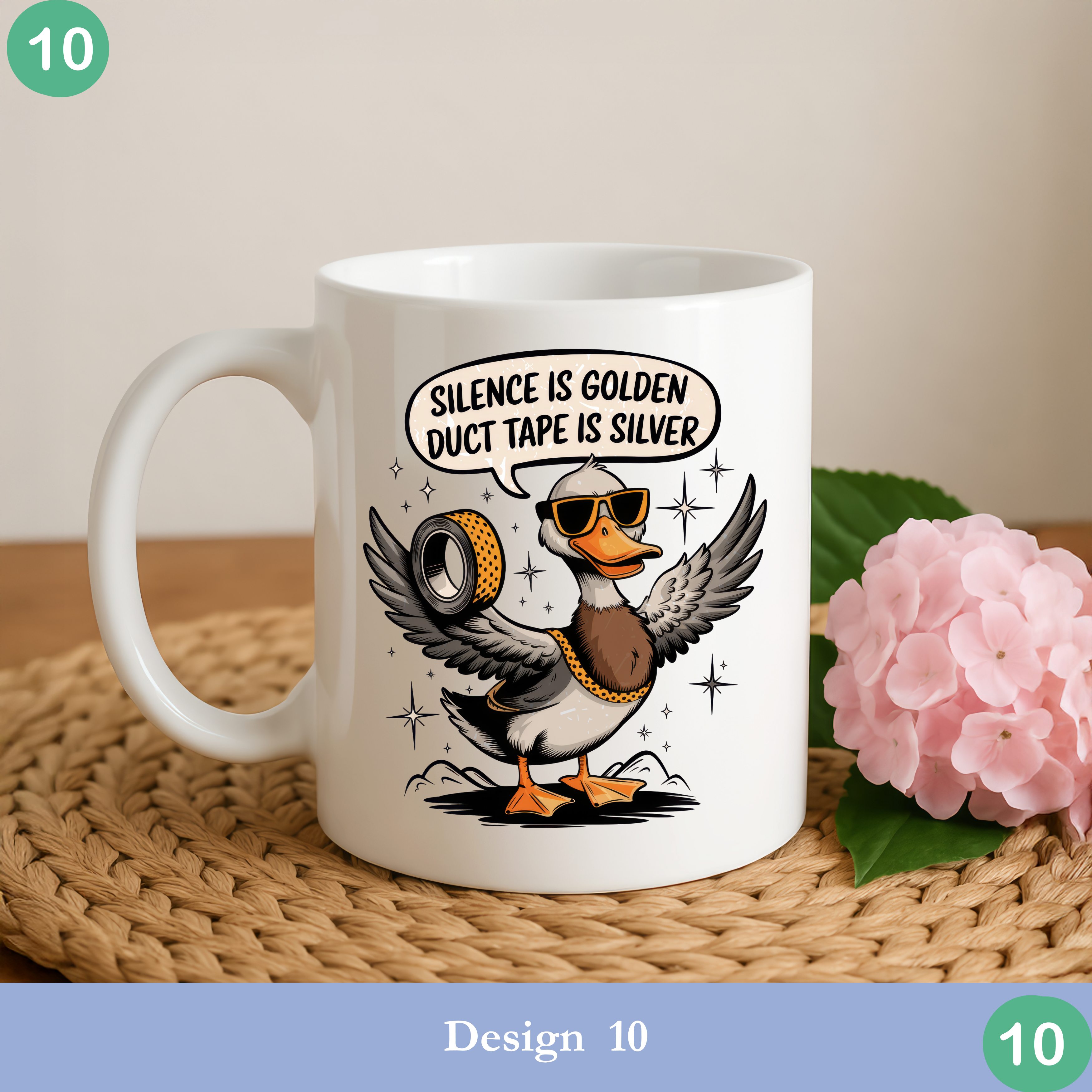 silence is golden duct tape is silver funny duck mug