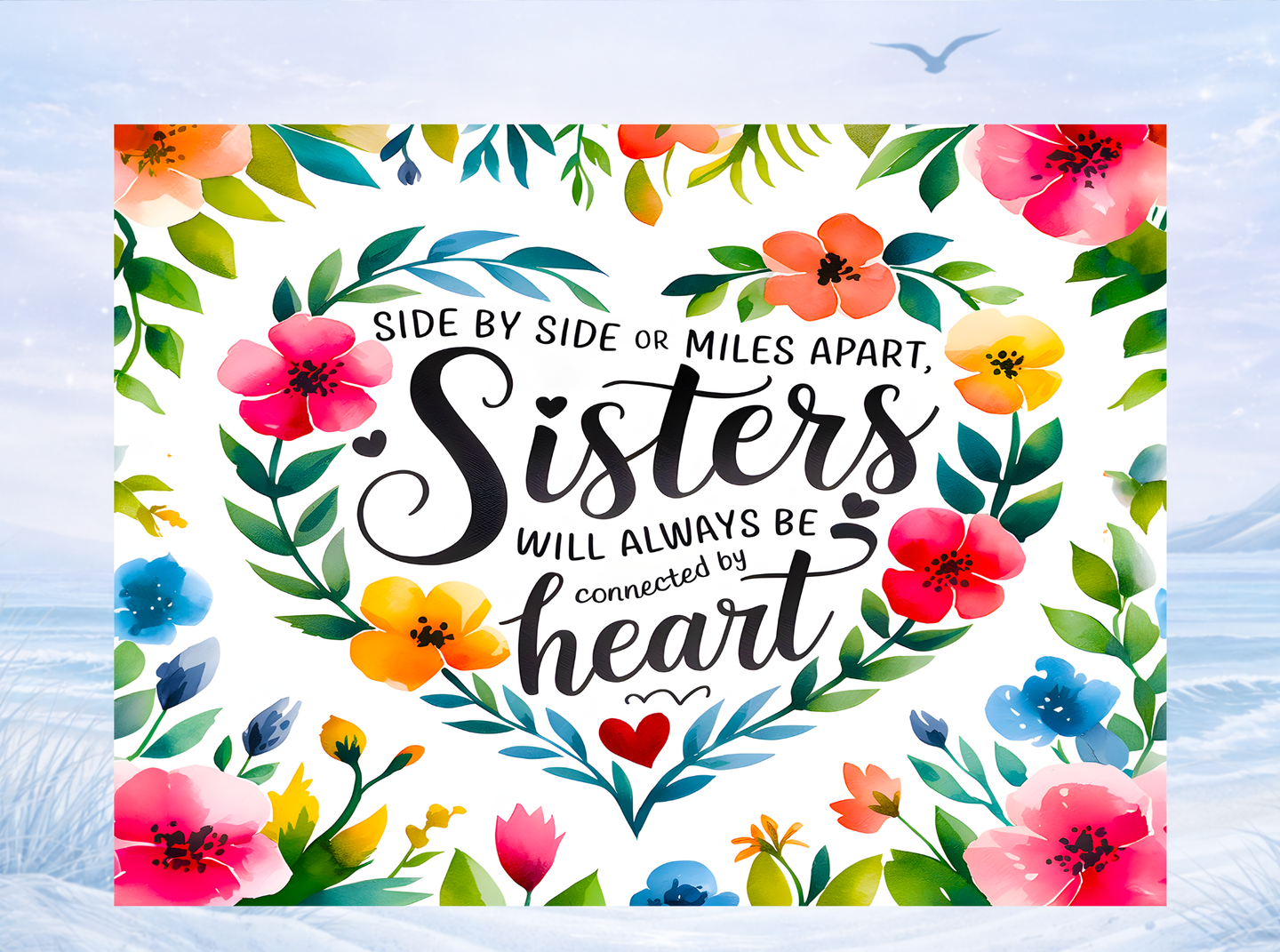 sister connection heart quote plaque