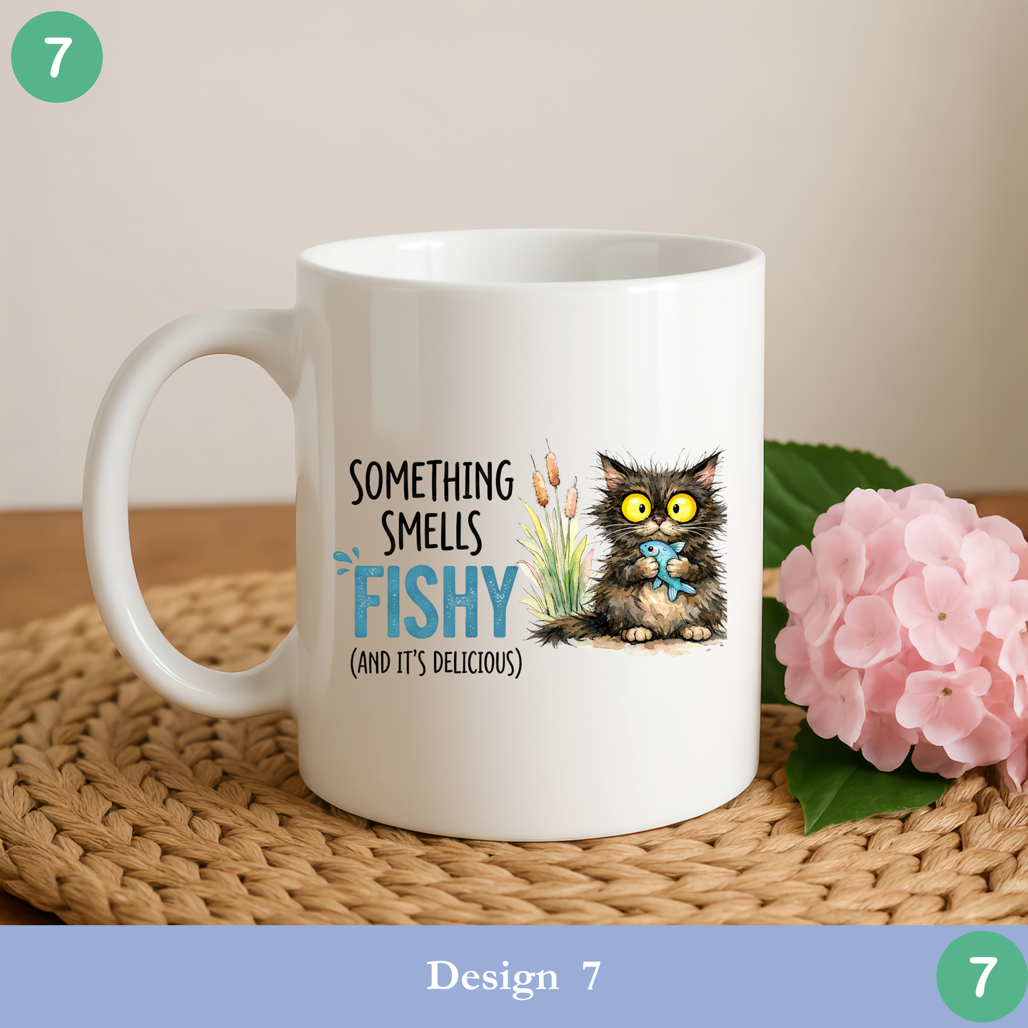 something smells fishy cat mug funny