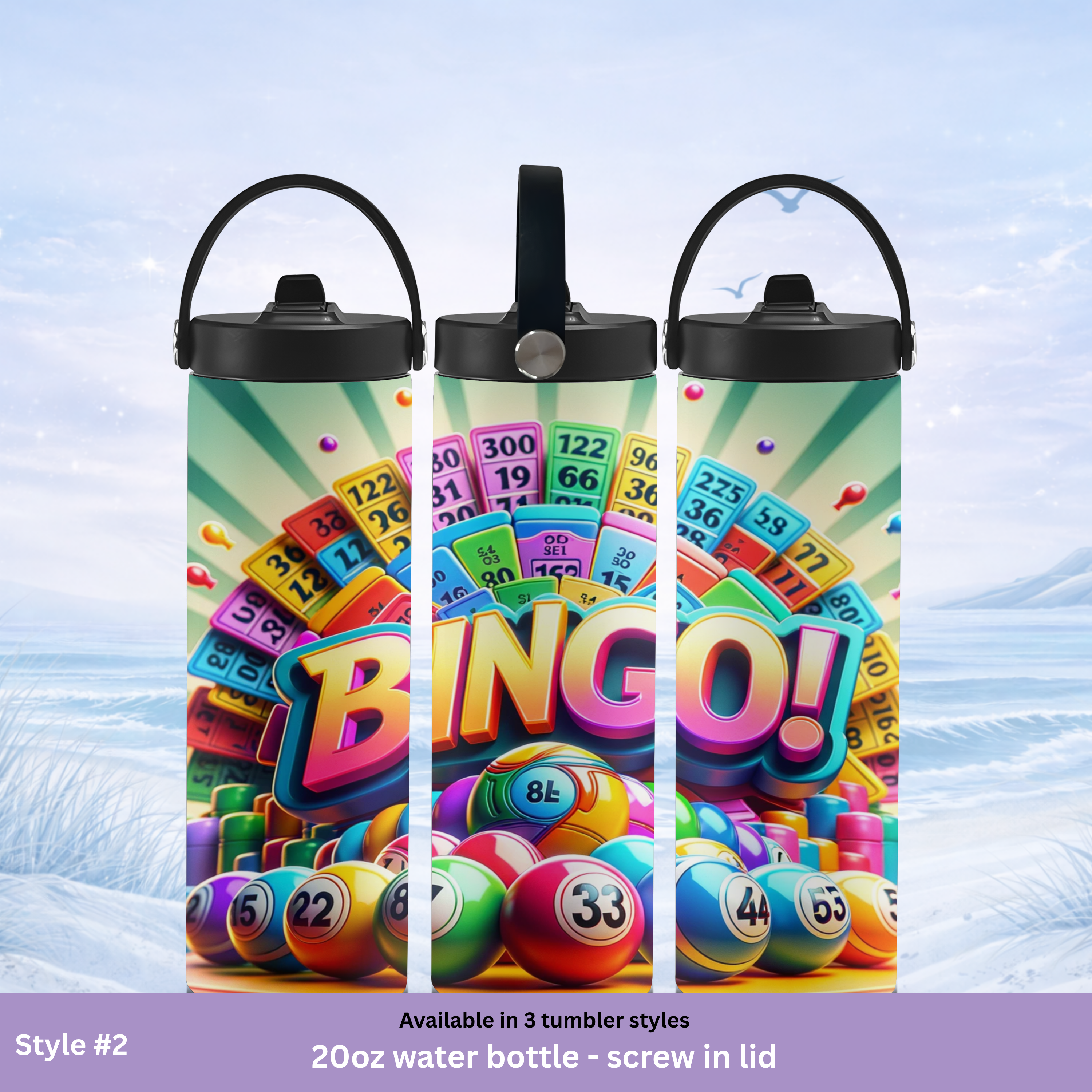 stainless steel bingo tumbler with straw