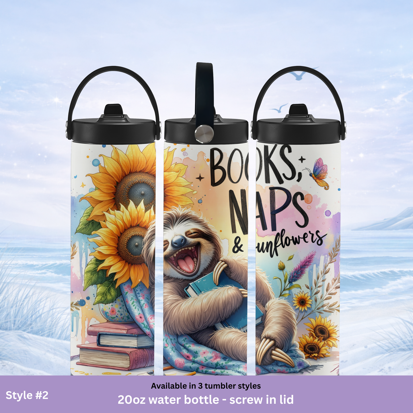 teacher gift tumbler book lover sunflower cup