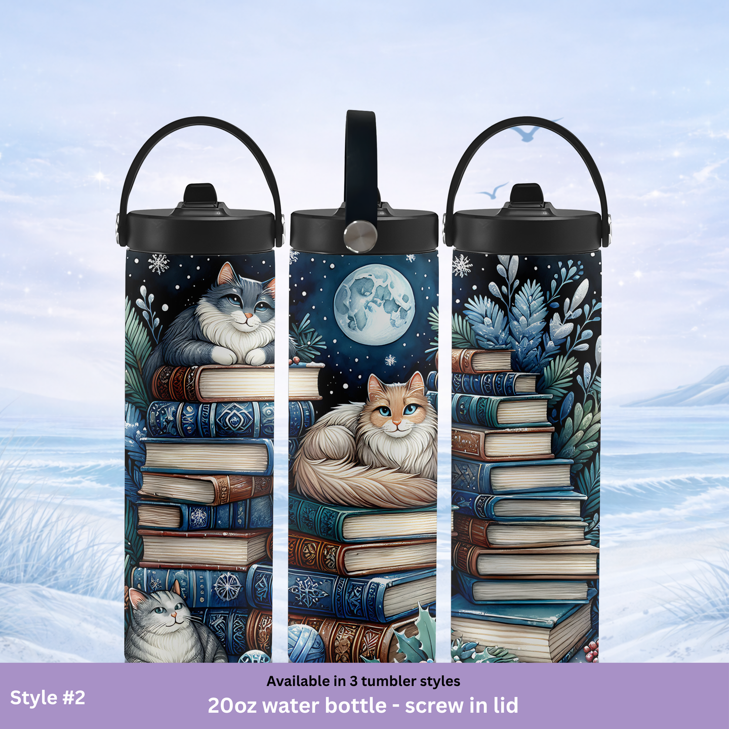 teacher gift tumbler cat reading design insulated
