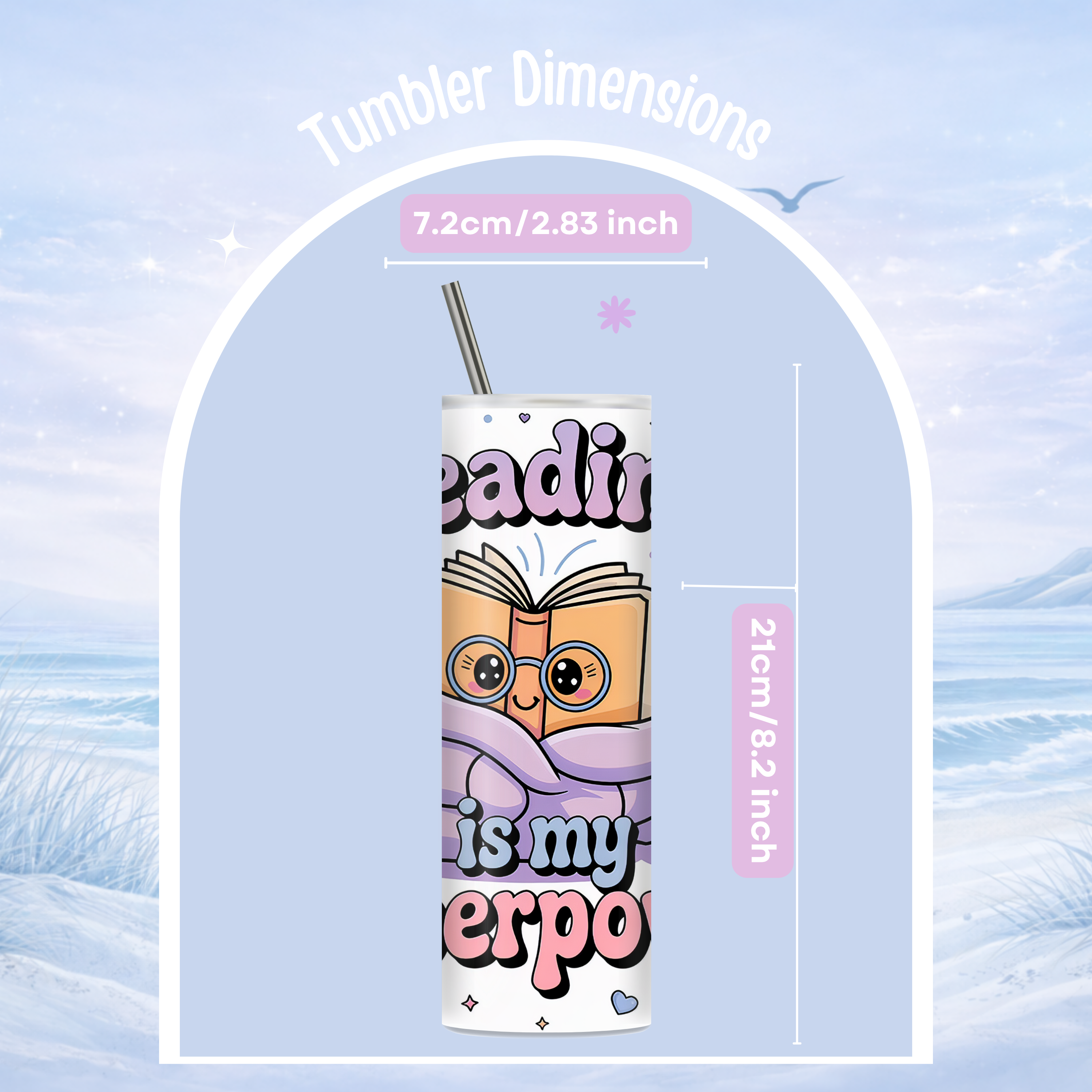 teacher gift tumbler reading theme coffee cup