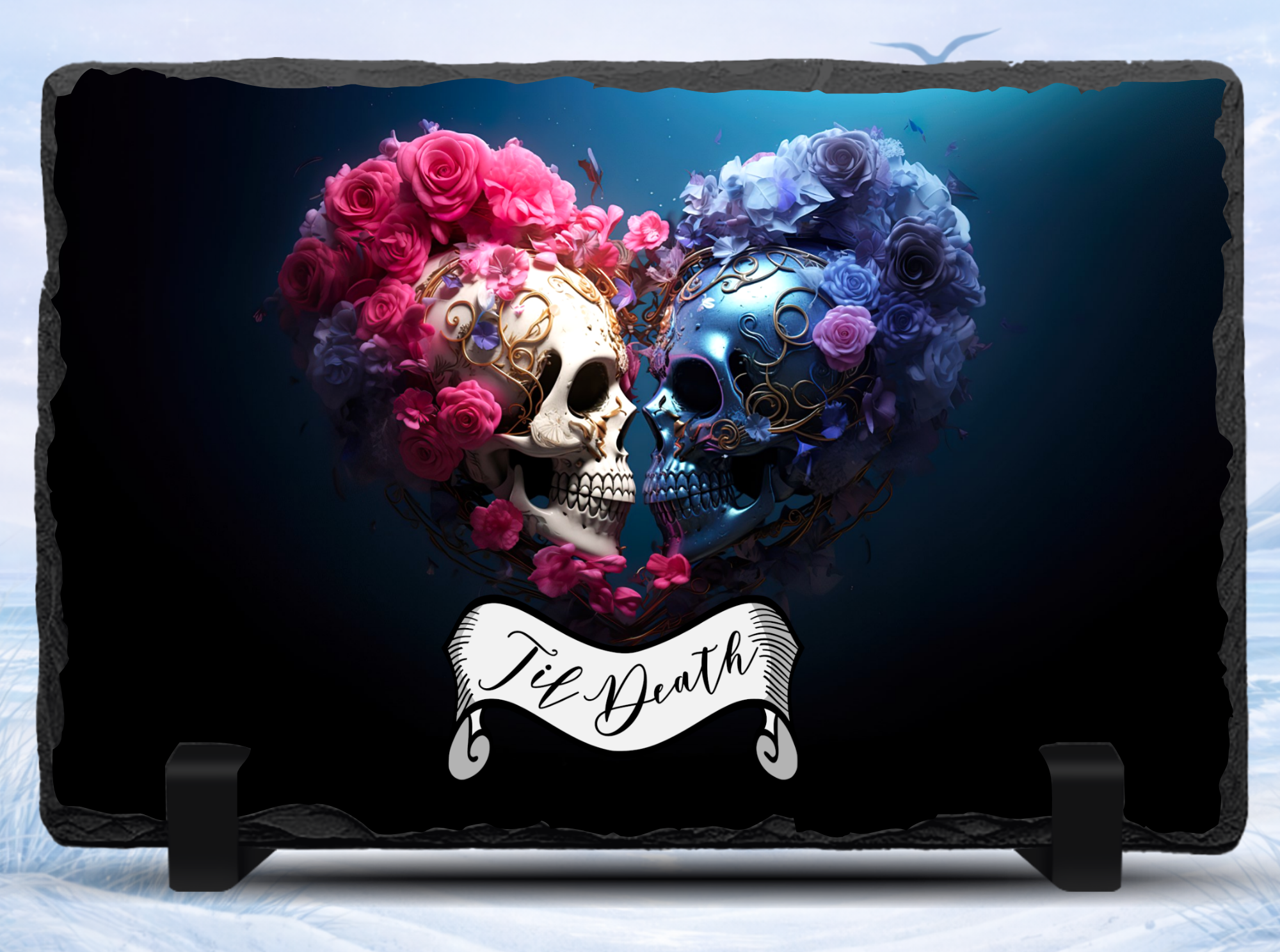 til death love skull slate