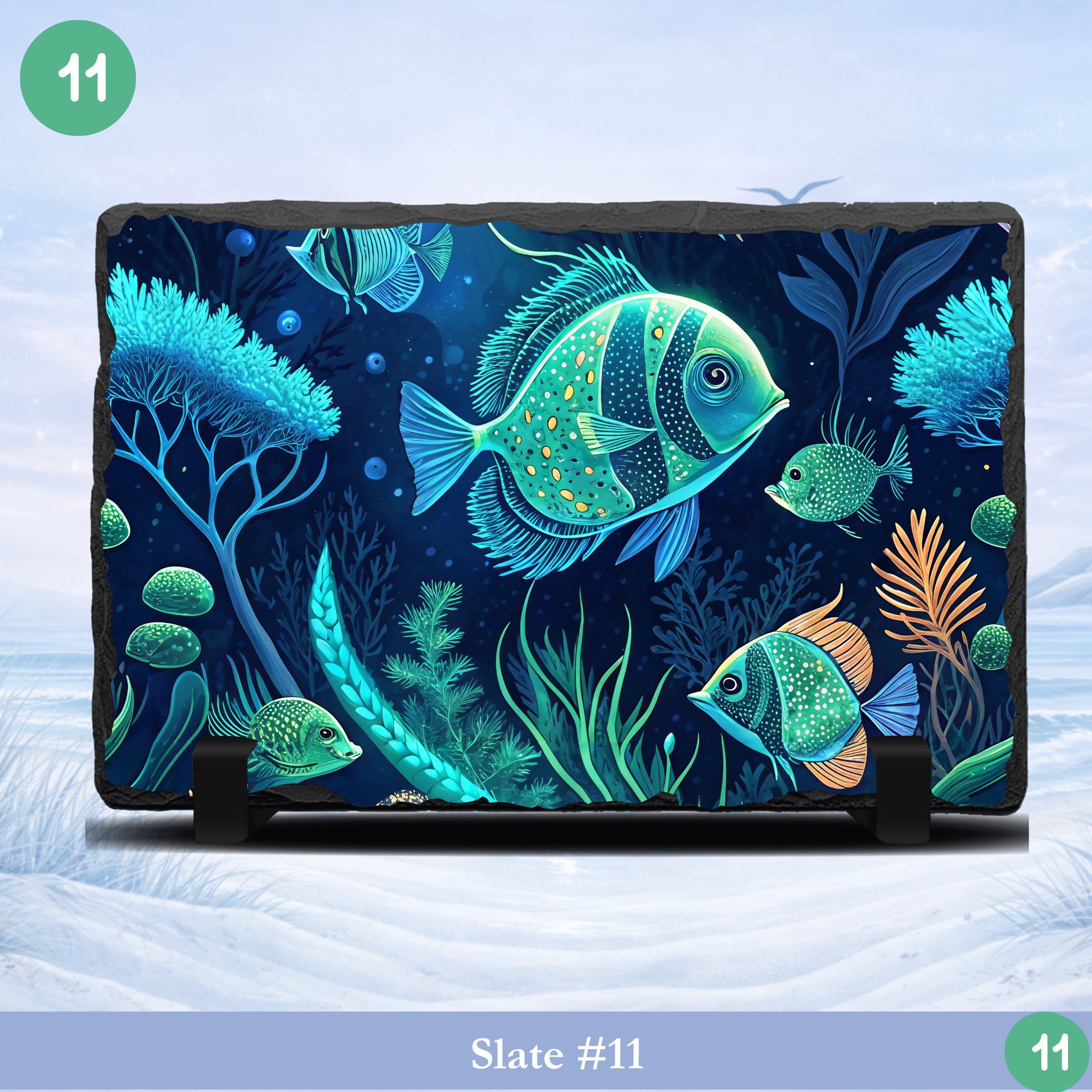 tropical fish ocean slate blue underwater coral reef sea life decor