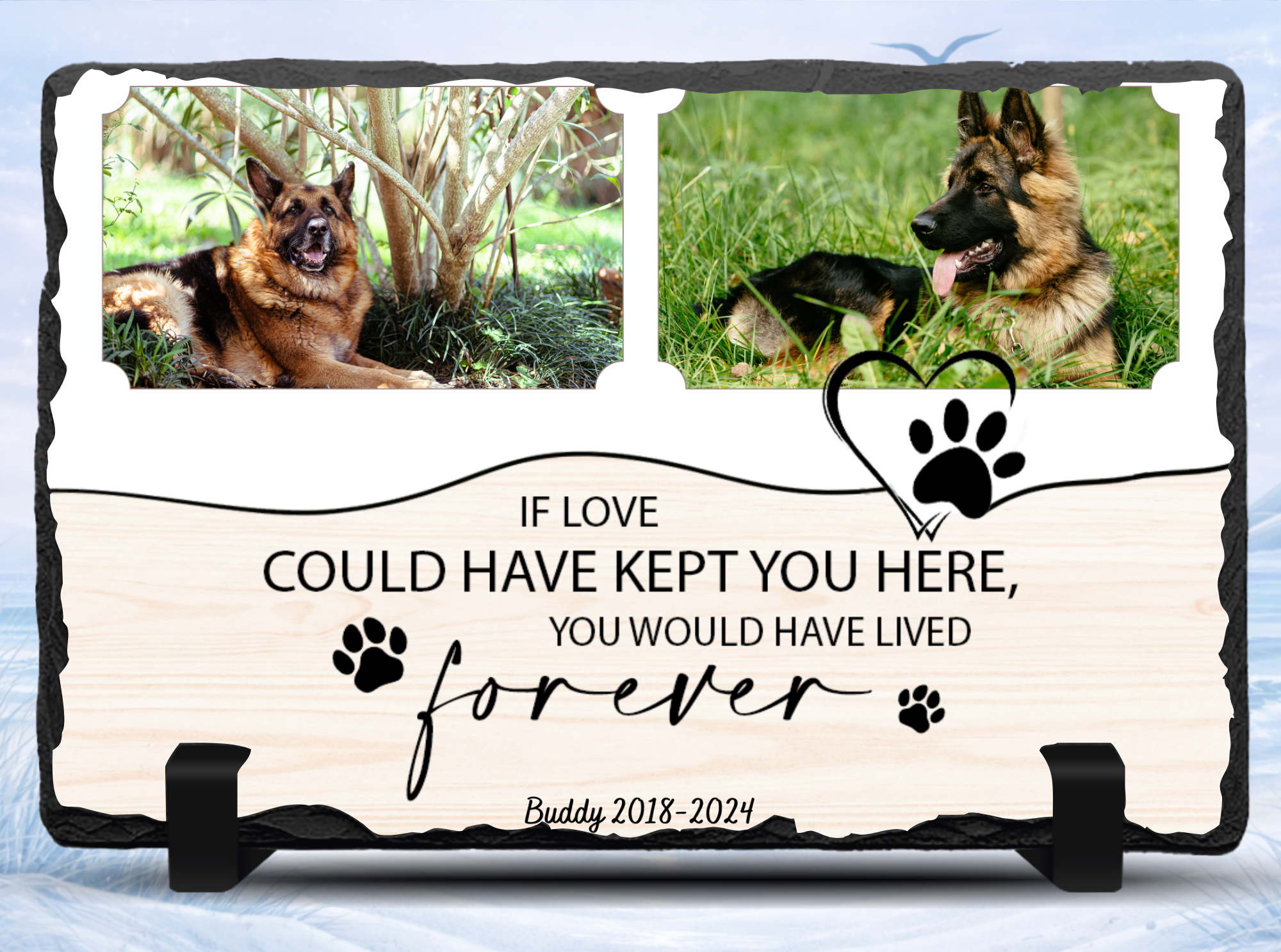 two photo pet memorial slate personalized keepsake