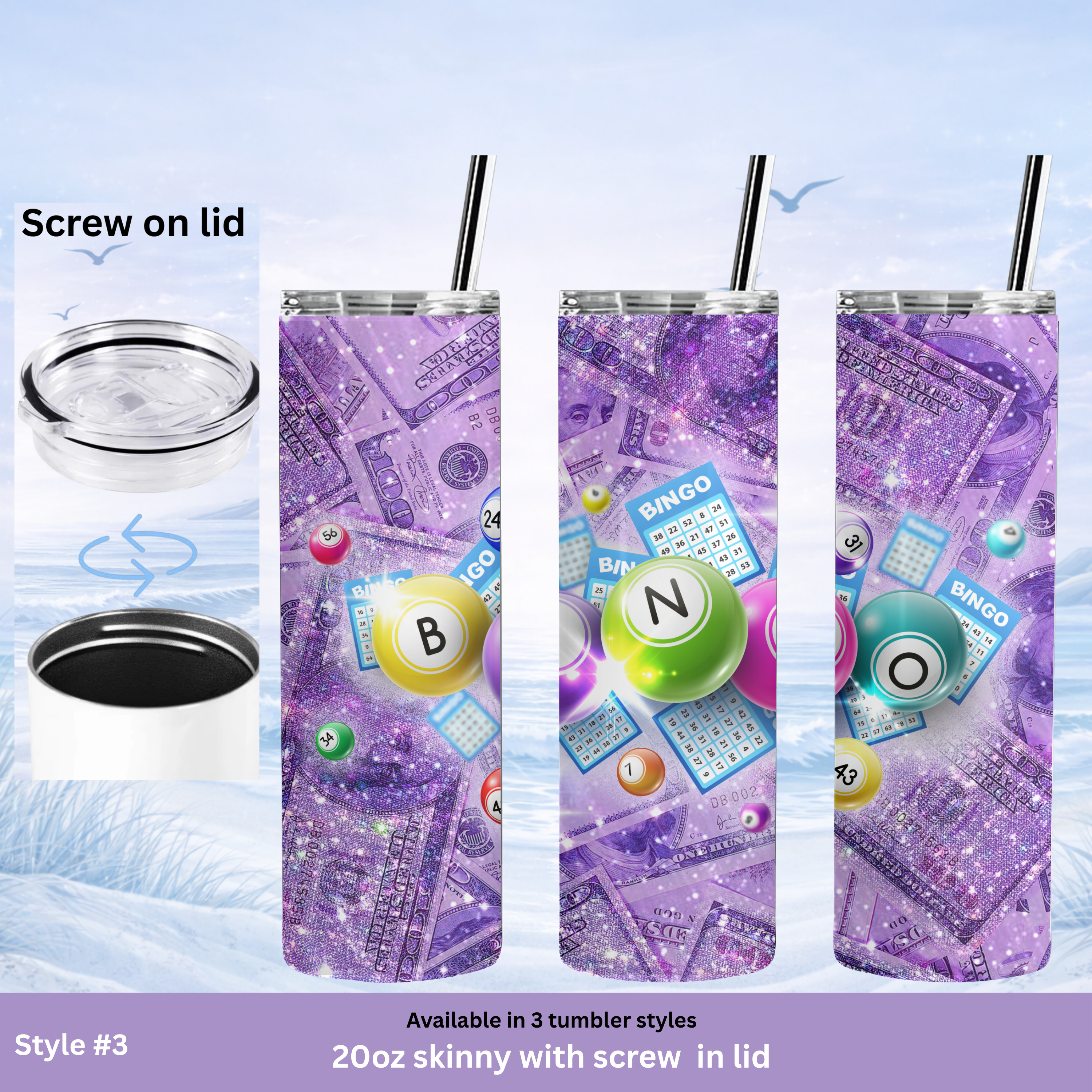 unique bingo gift purple tumbler