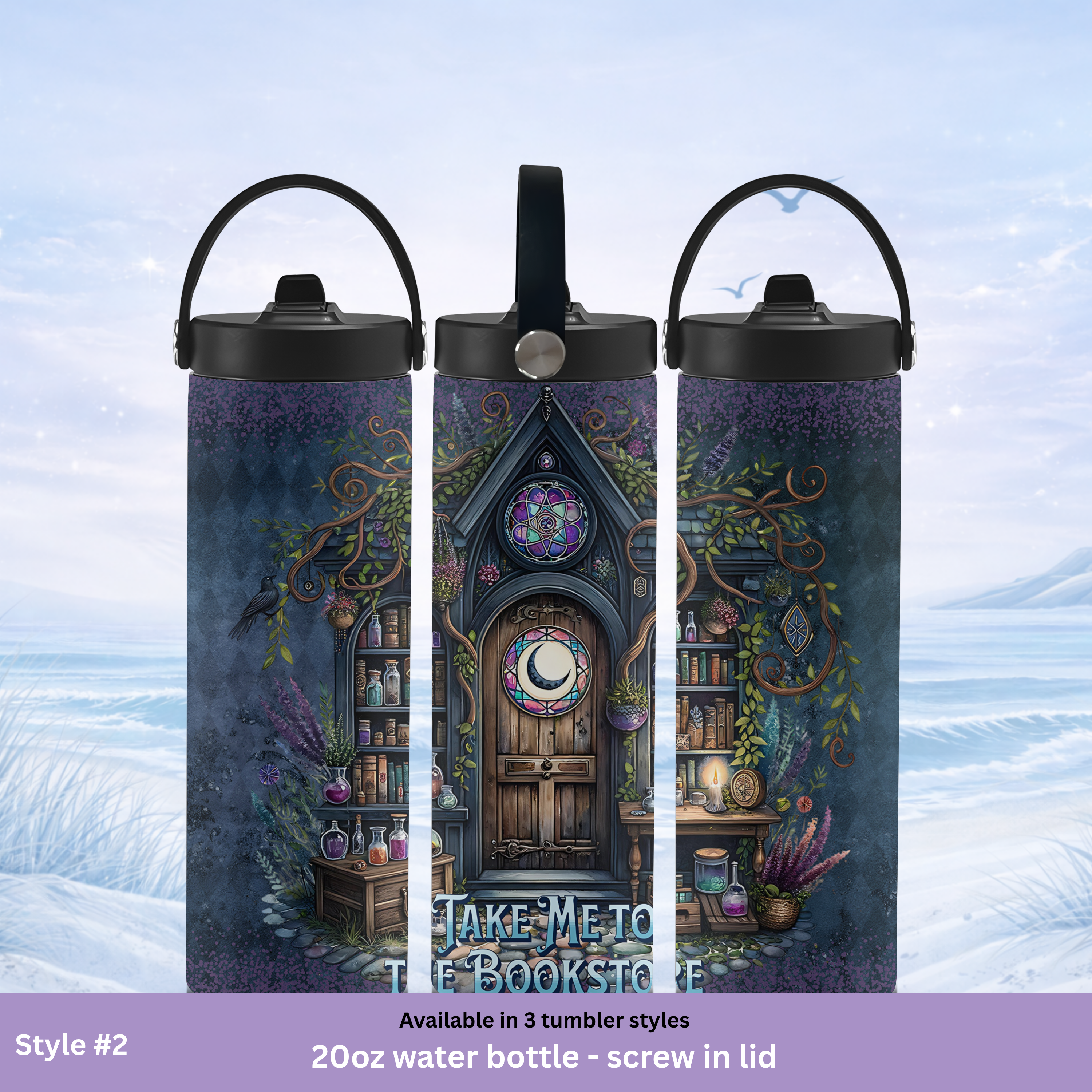 unique book lover tumbler mystical library art