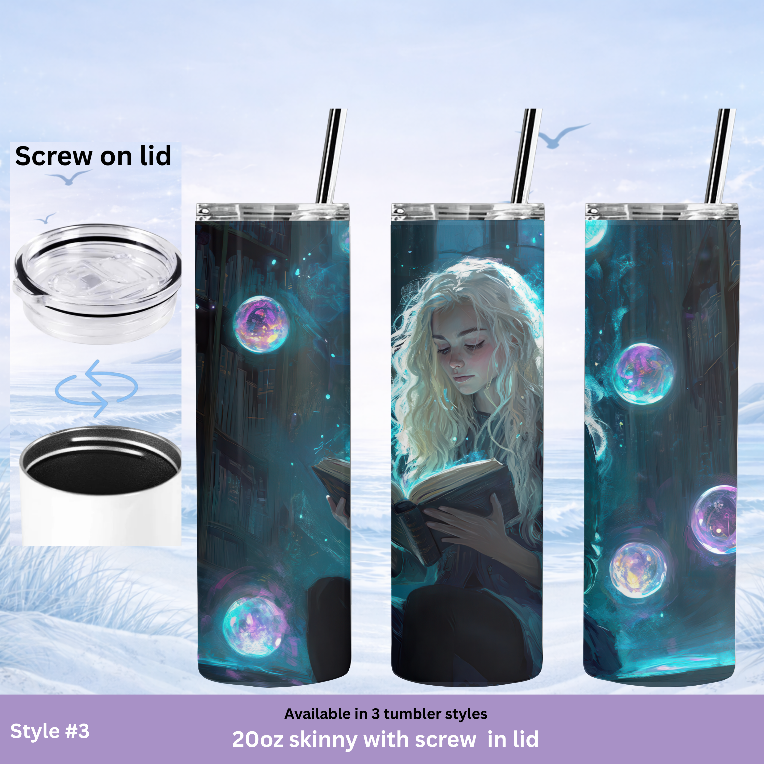 unique fantasy tumbler magical book scene cup