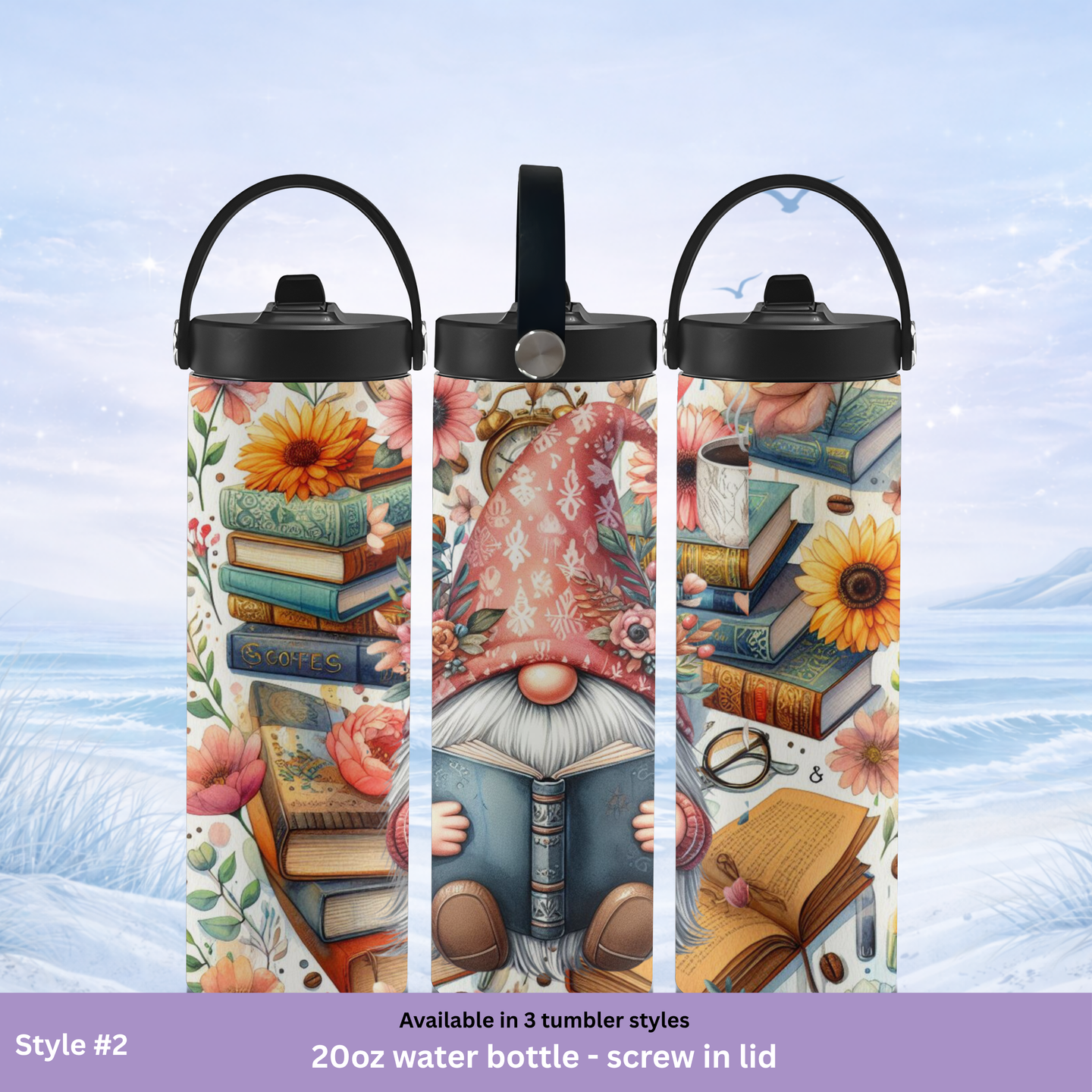 unique gnome tumbler book lover gift drinkware