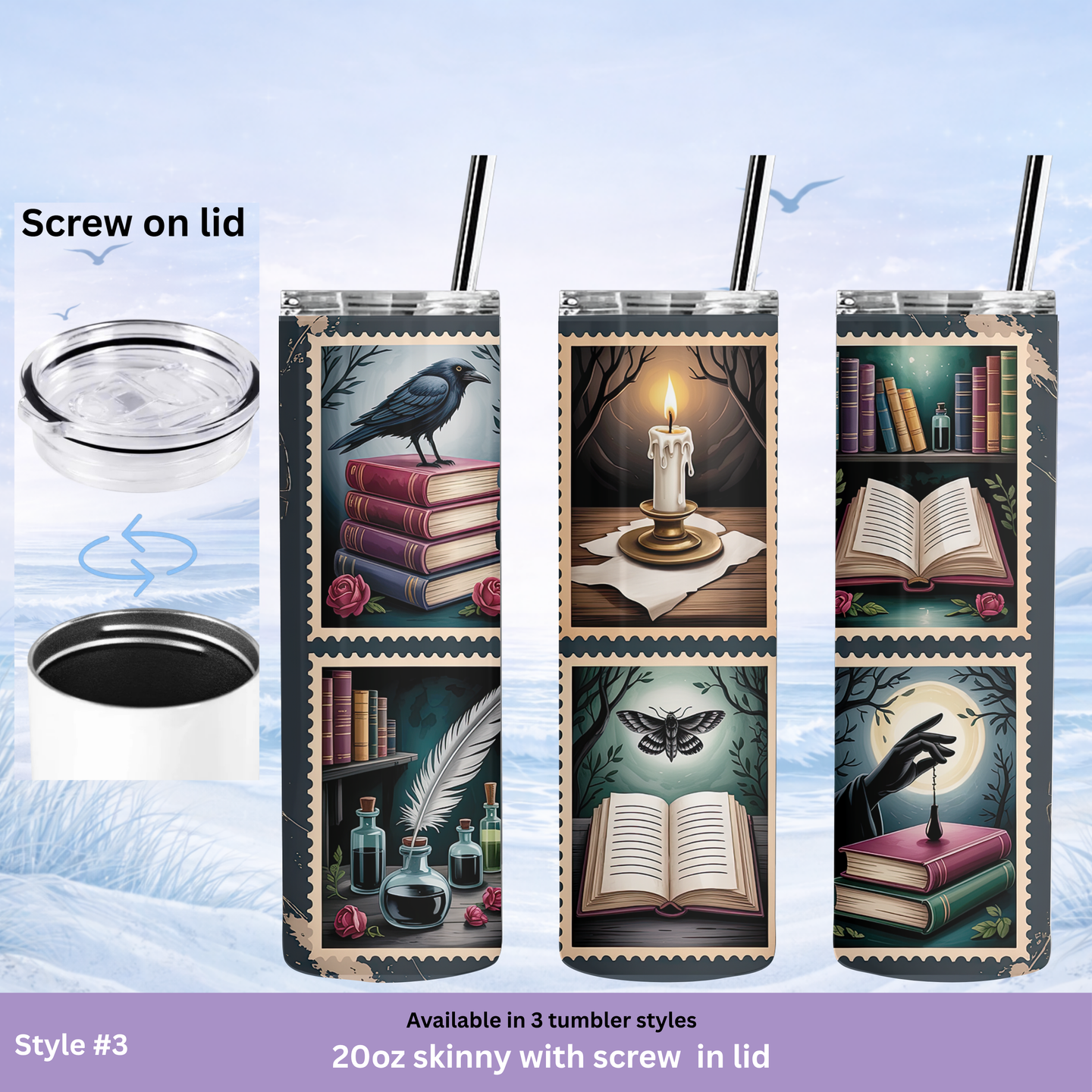 unique gothic tumbler dark academia drinkware
