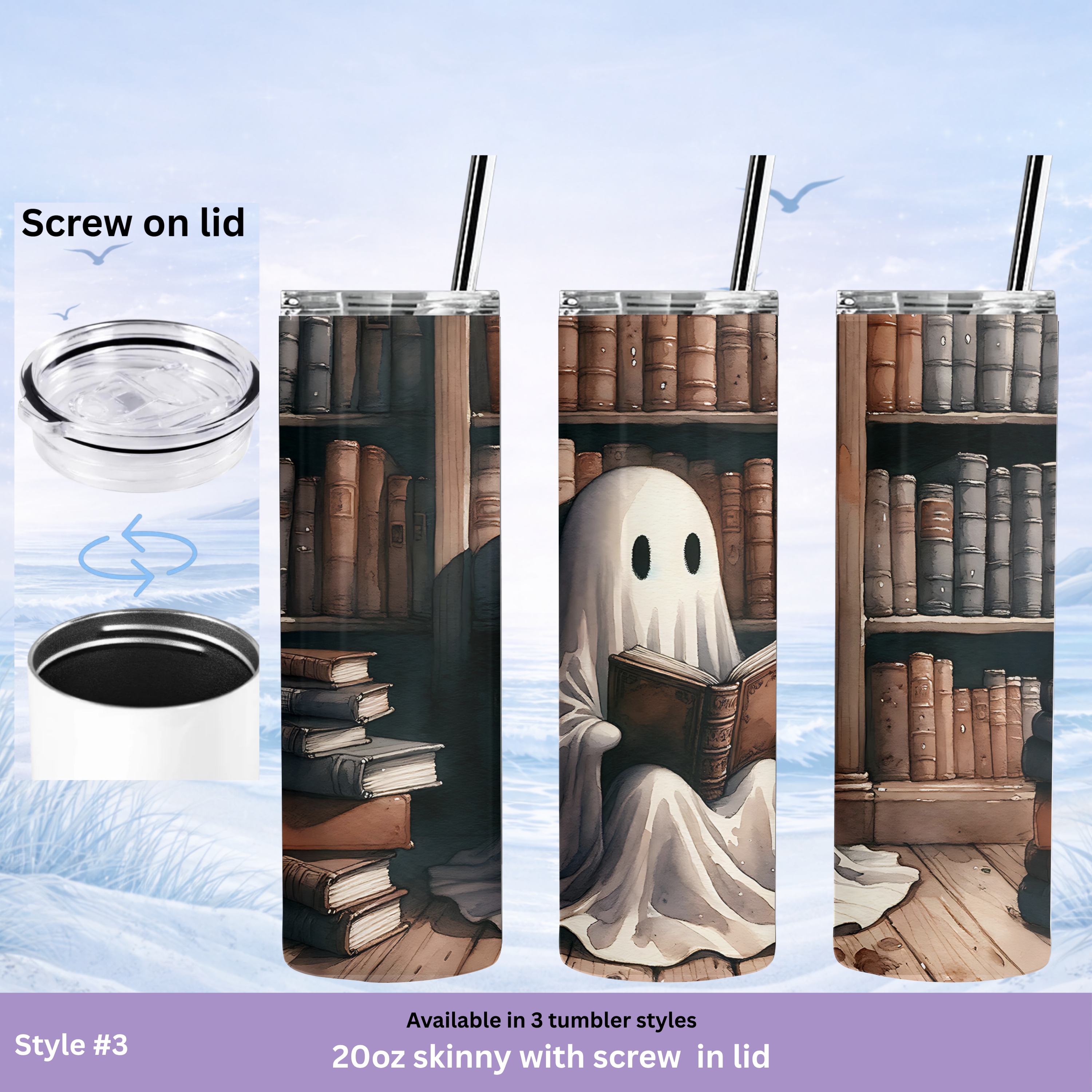 unique halloween reader tumbler cute ghost cup