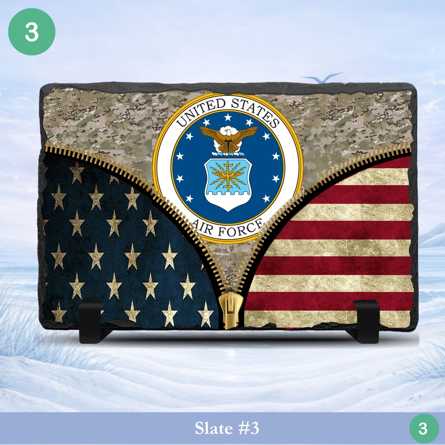 us air force emblem american flag military slate