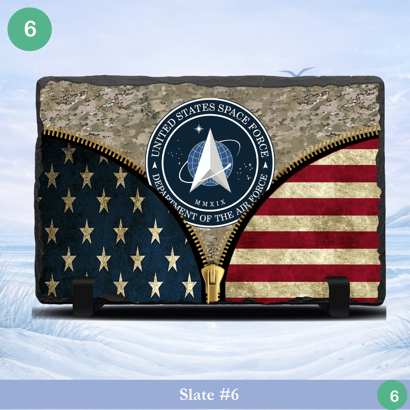 us space force emblem american flag slate