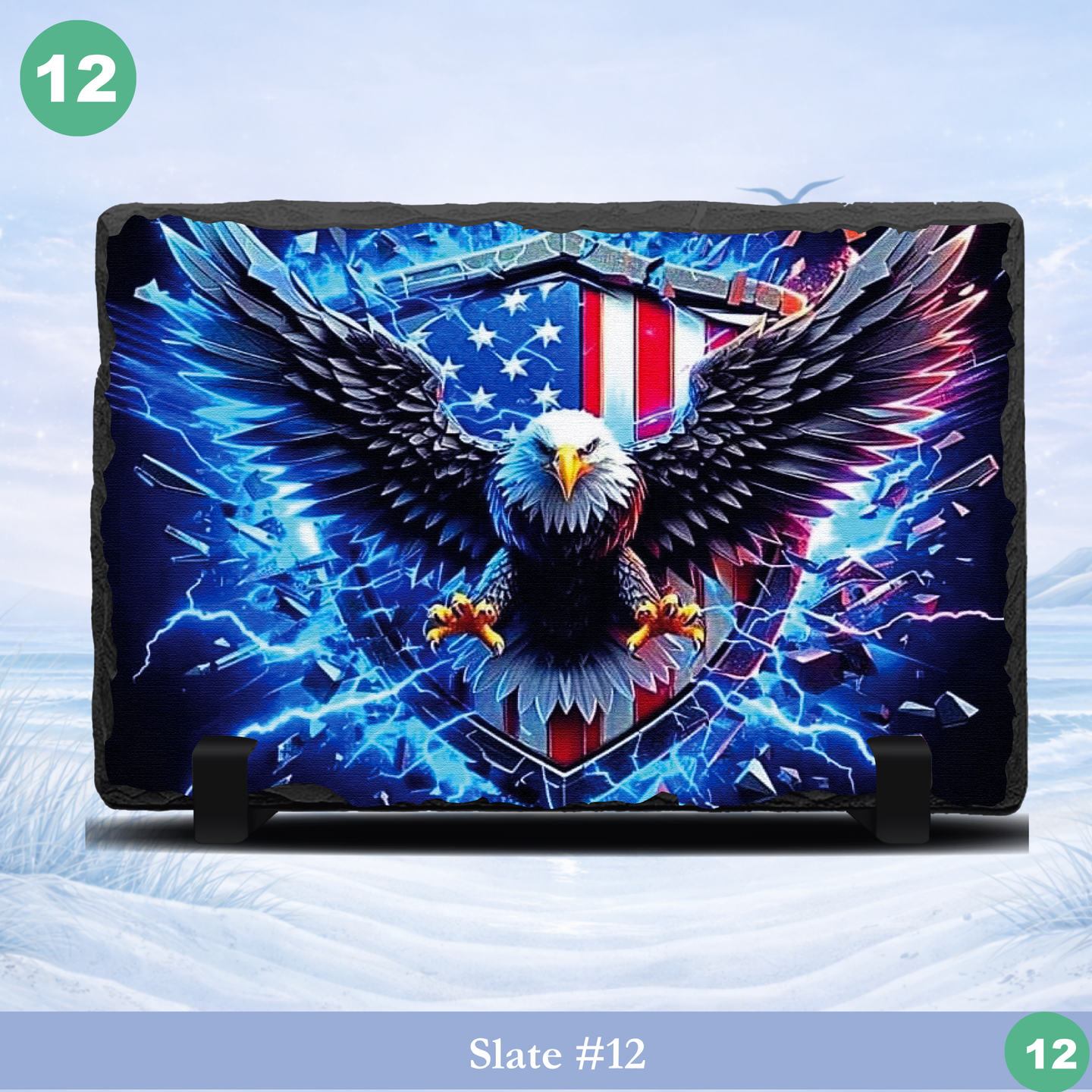 usa flag and eagle artwork slate