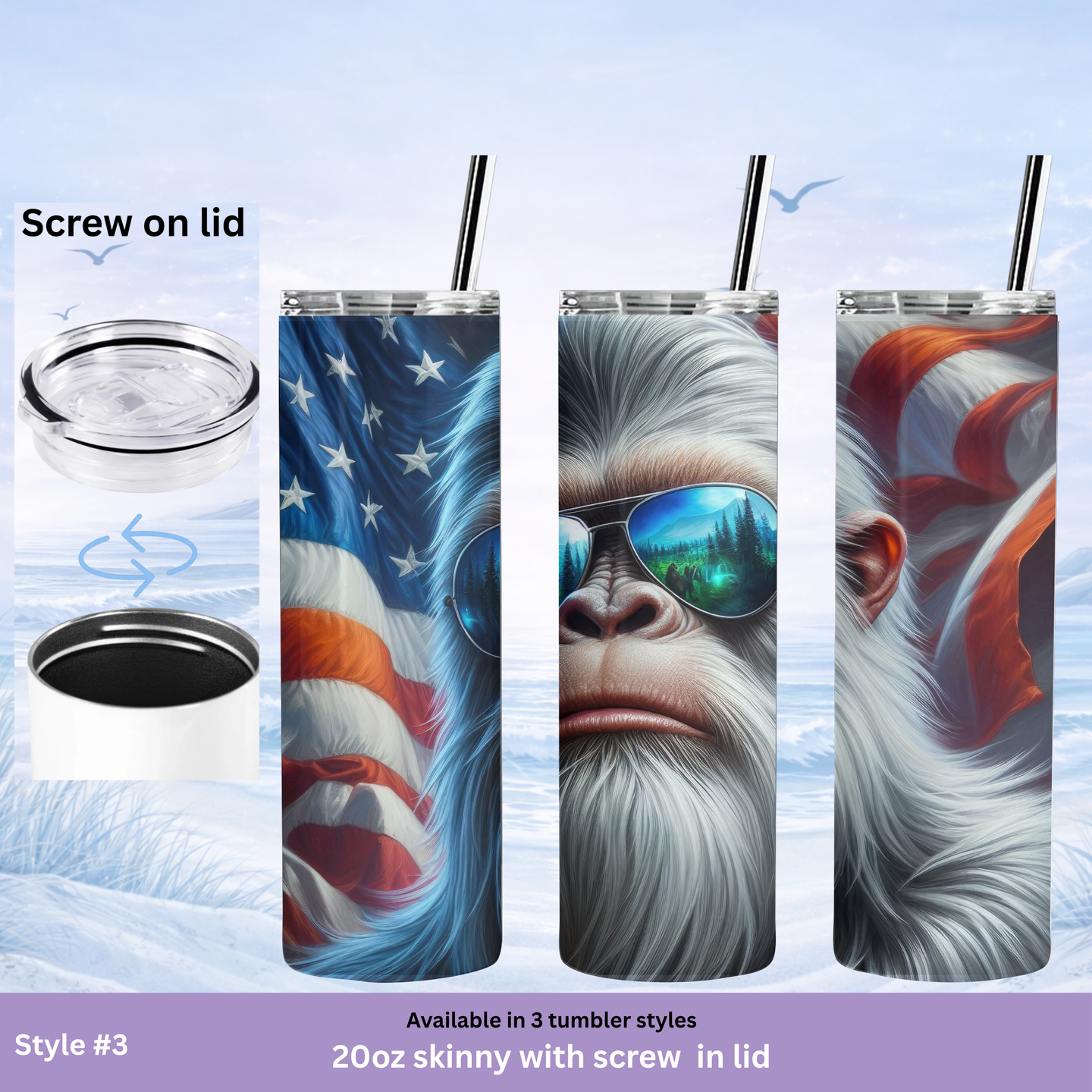 usa patriotic drinkware bigfoot design