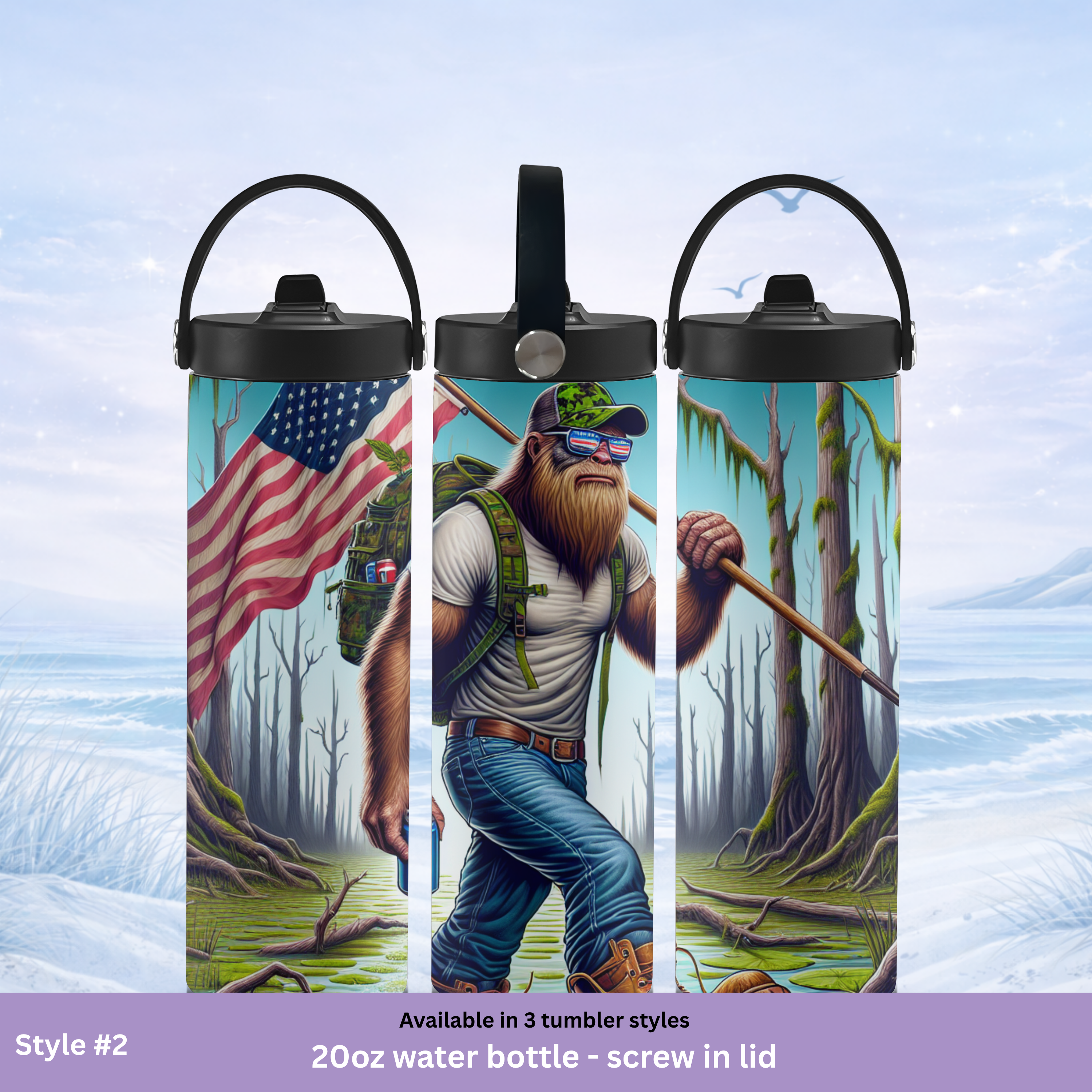 usa patriotic sasquatch drinkware design
