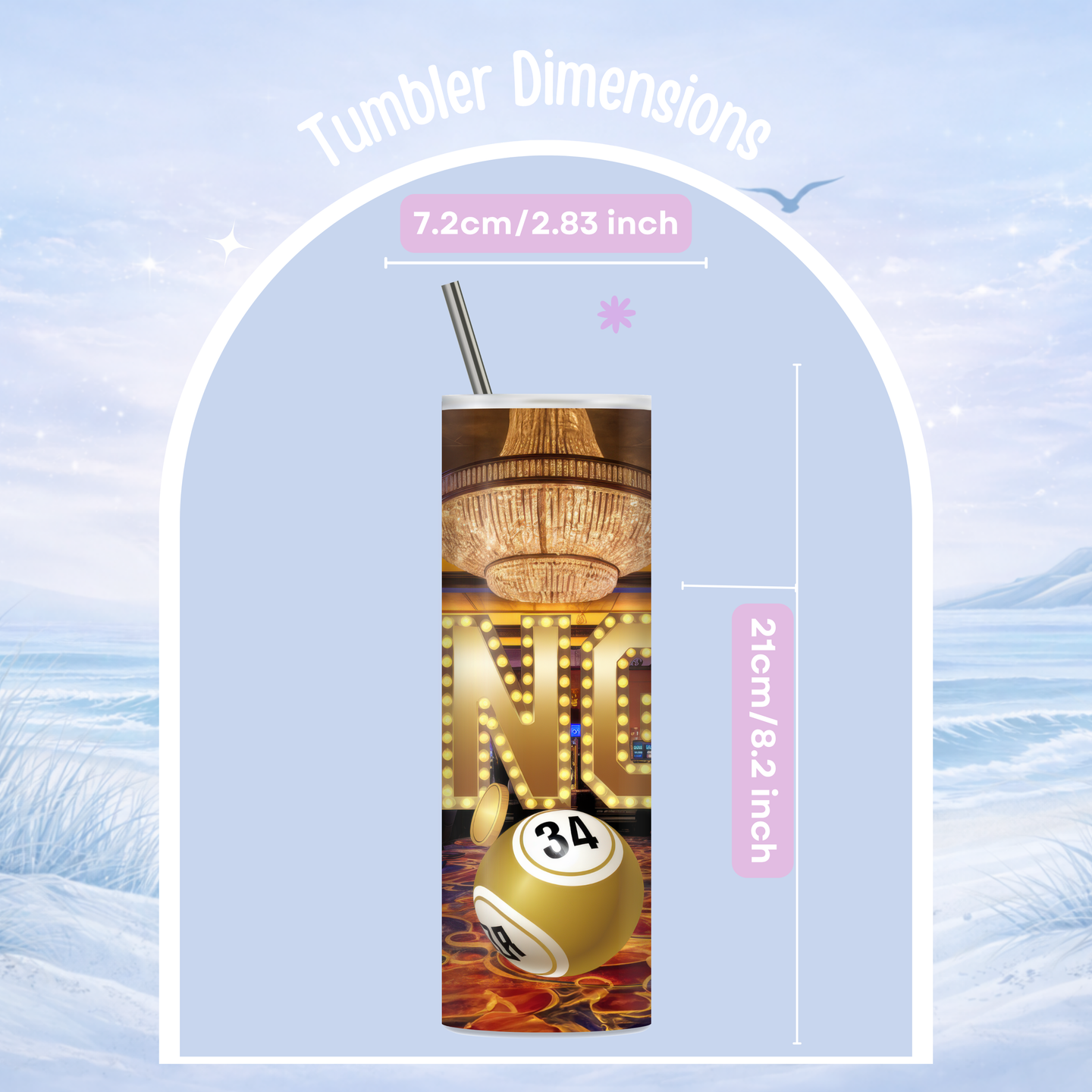 vegas casino bingo balls tumbler design