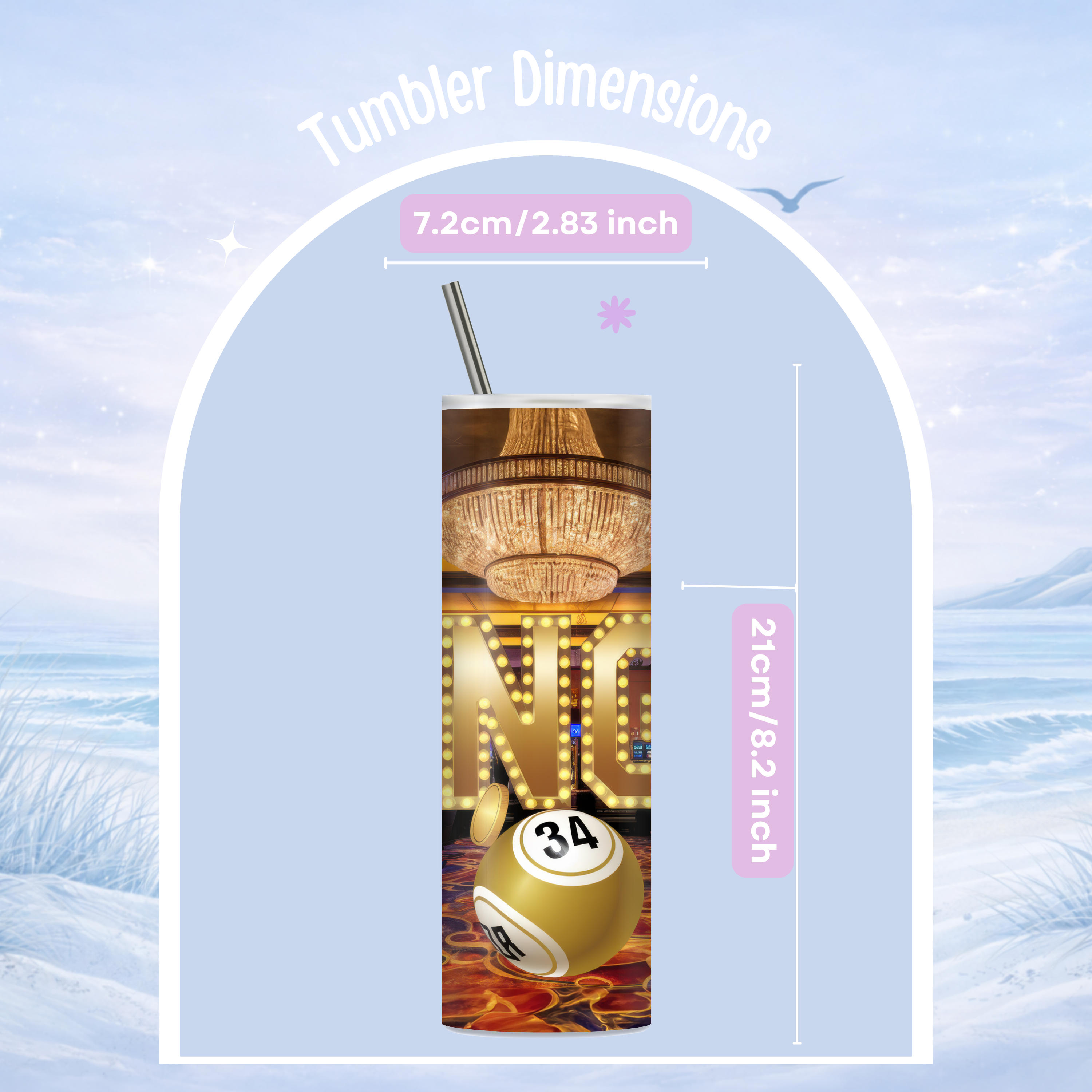 vegas casino bingo balls tumbler design