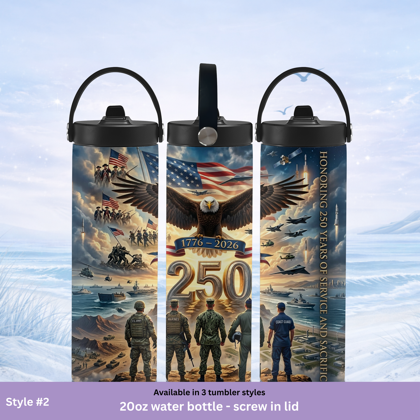 veteran gift tumbler USA 250 years service and sacrifice design