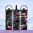 Water bottle with American flag and off-road vehicle design, featuring a screw-in lid.