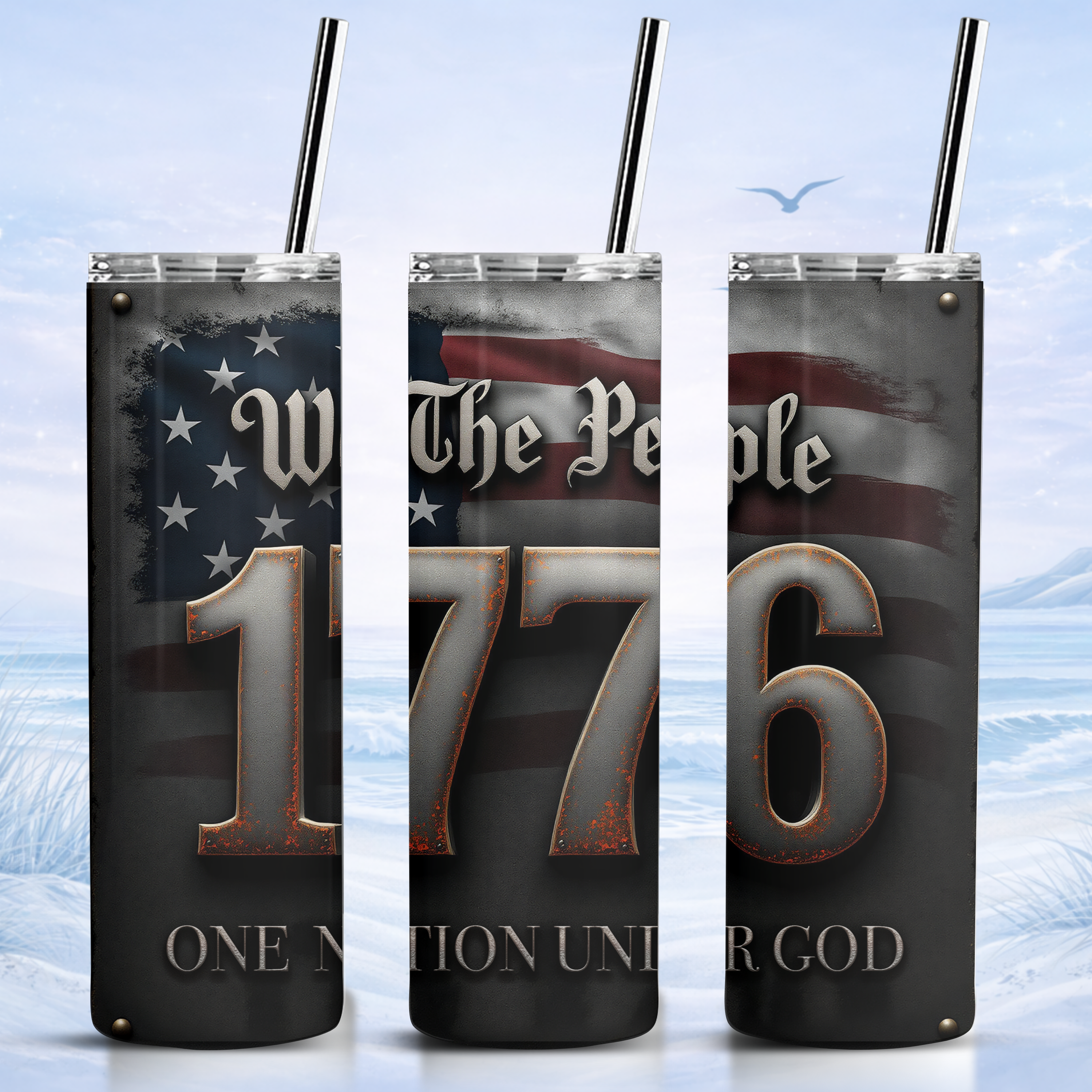 we the people 1776 tumbler USA 250 vintage patriotic design