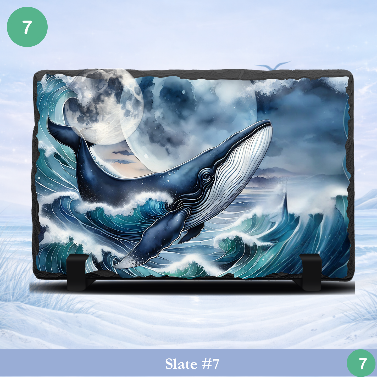 whale ocean waves slate dramatic sea life artwork coastal home decor