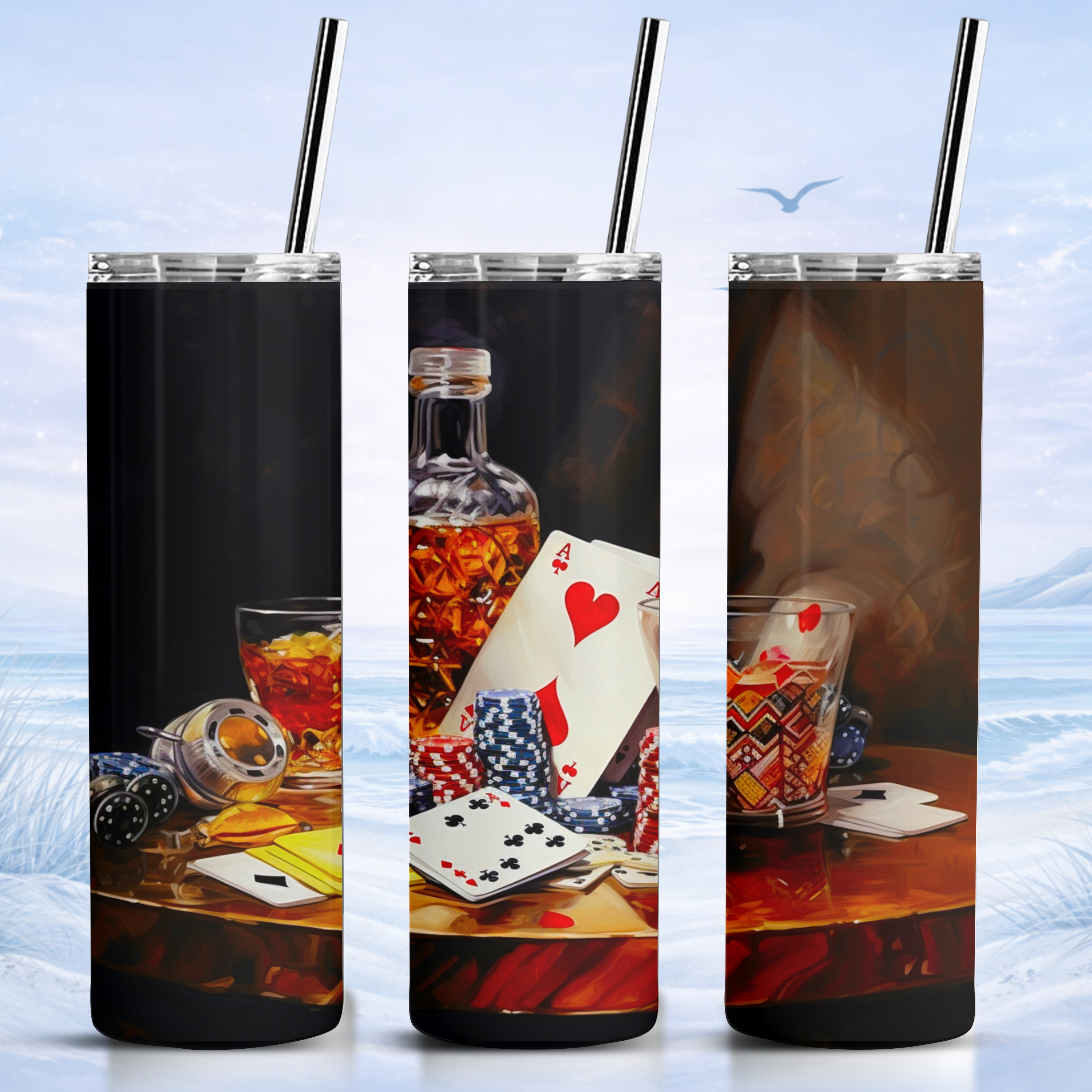 whiskey poker tumbler stainless steel