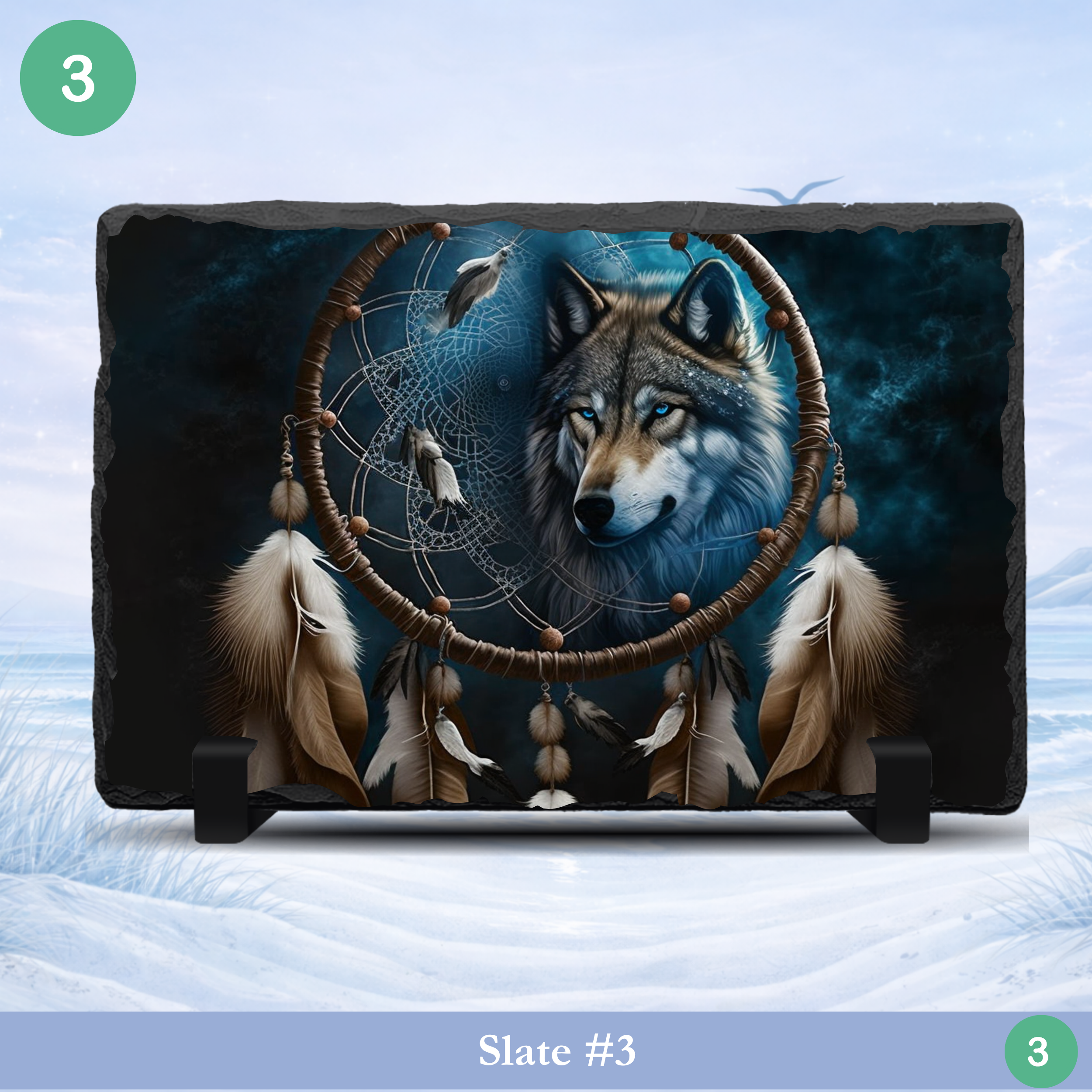 wolf dreamcatcher spiritual animal slate