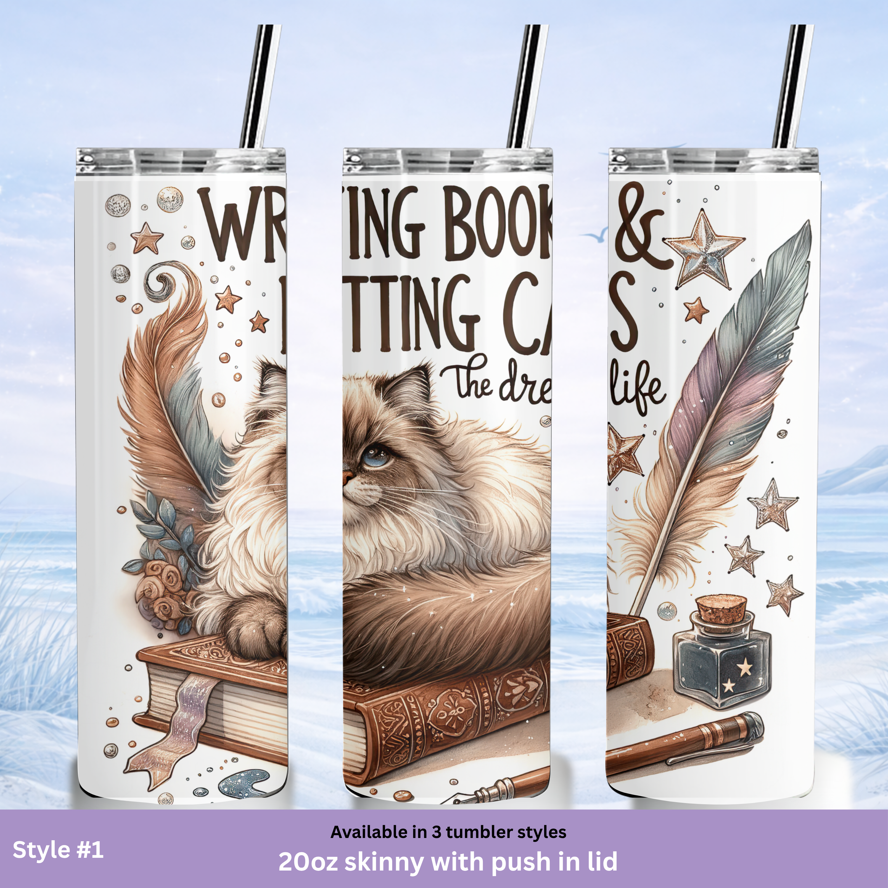 writer gift tumbler book lover aesthetic cup